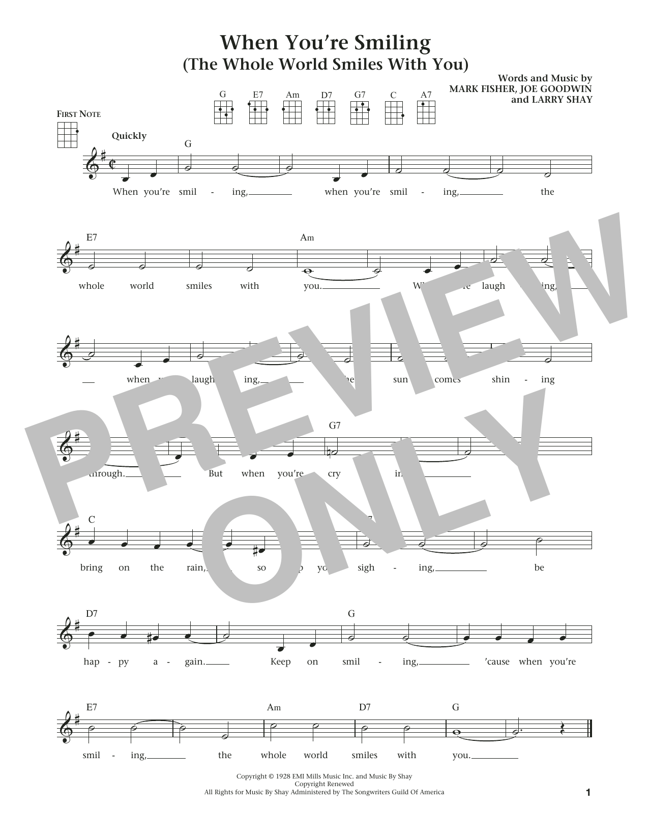 When You're Smiling (The Whole World Smiles With You) (The Daily Ukulele) (arr. Liz and Jim Beloff) (Ukulele) von Mark Fisher