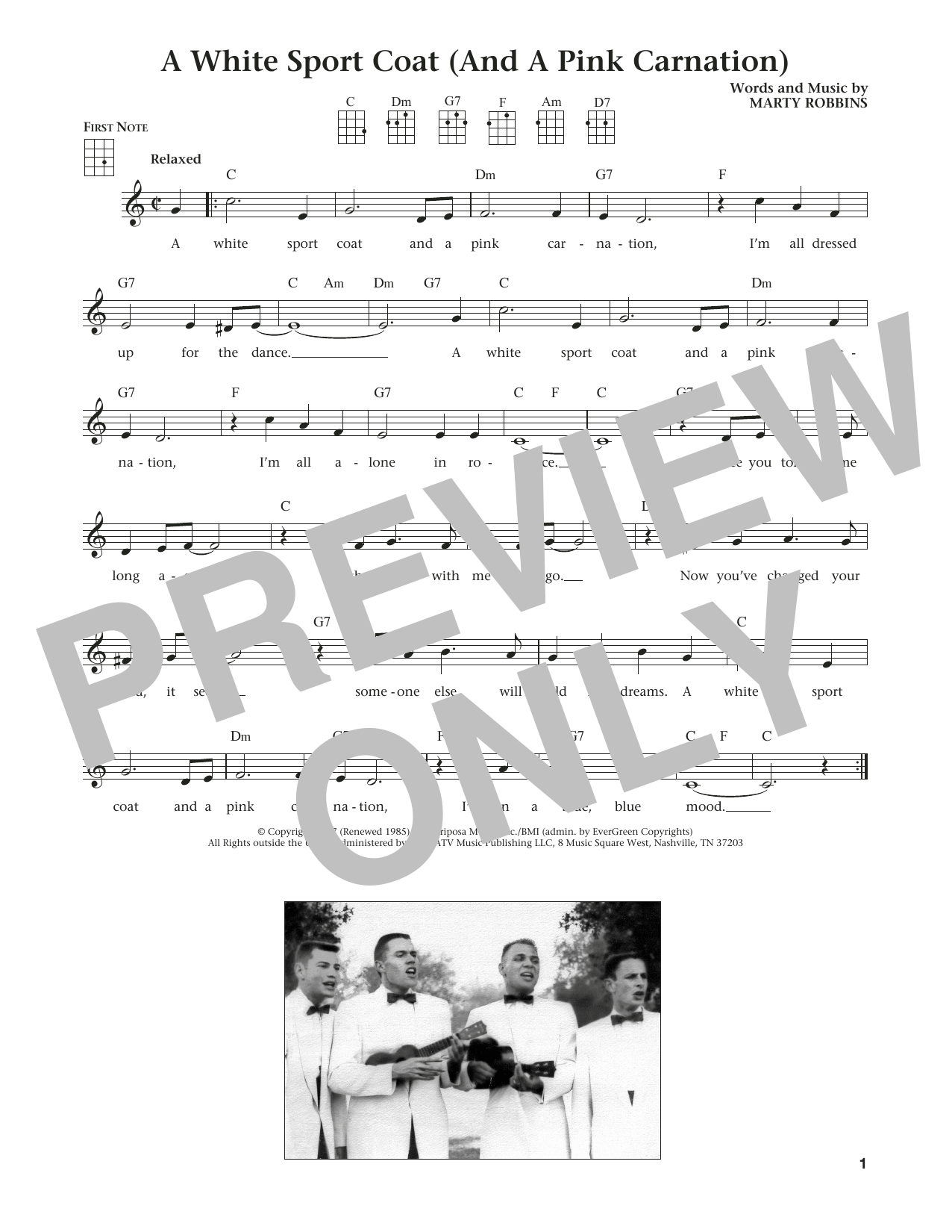 A White Sport Coat (And A Pink Carnation) (from The Daily Ukulele) (arr. Liz and Jim Beloff) (Ukulele) von Marty Robbins