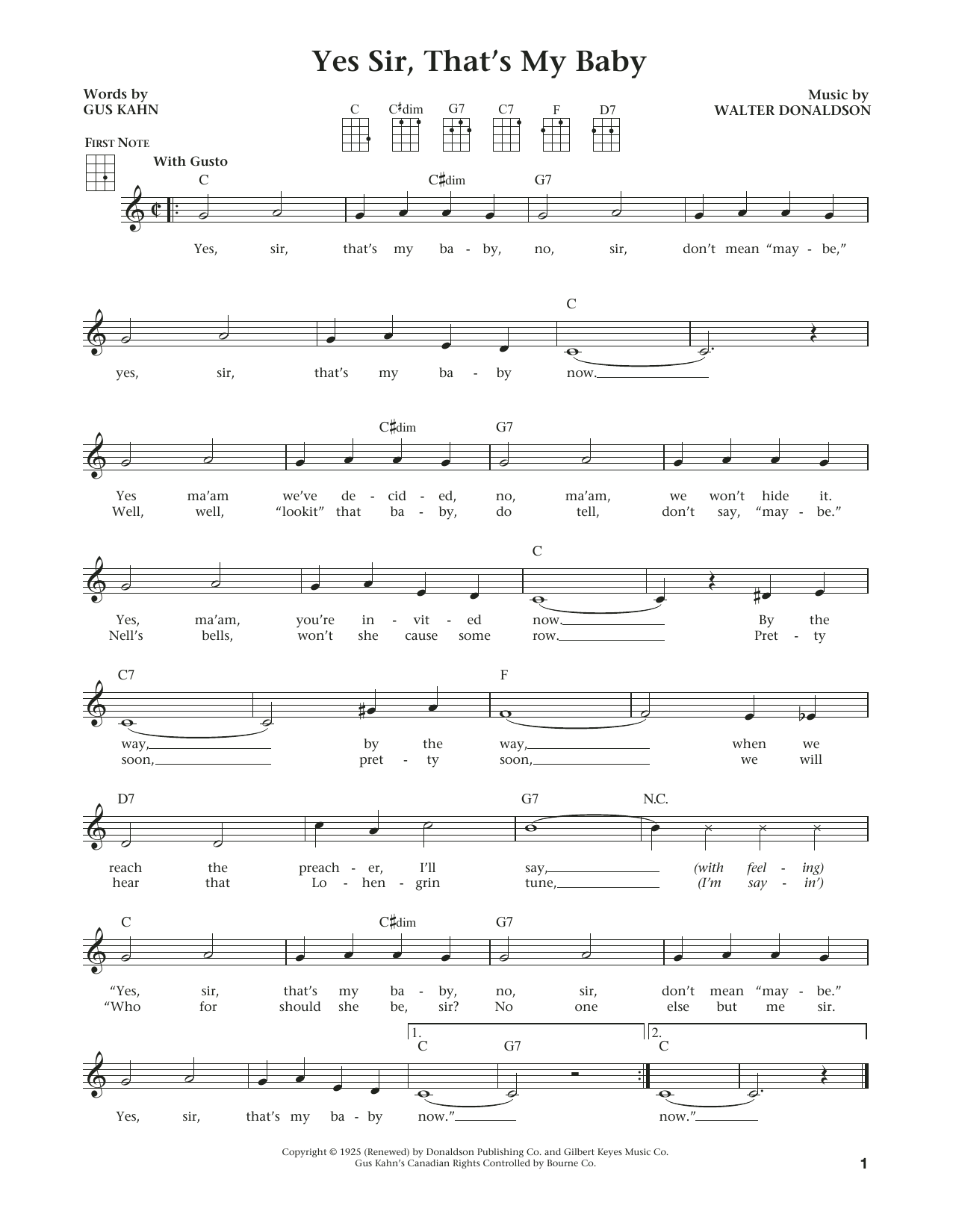 Yes Sir, That's My Baby (from The Daily Ukulele) (arr. Liz and Jim Beloff) (Ukulele) von Walter Donaldson