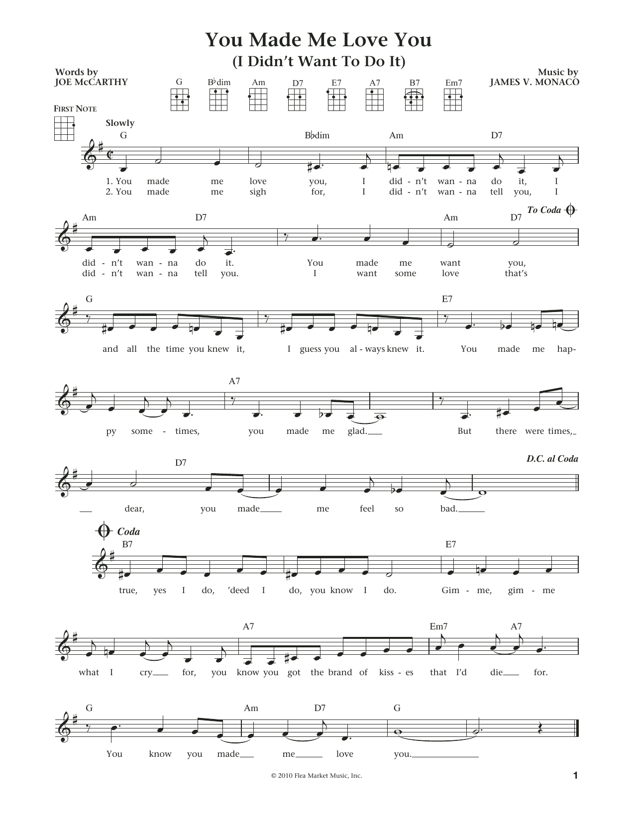 You Made Me Love You (I Didn't Want To Do It) (from The Daily Ukulele) (arr. Liz and Jim Beloff) (Ukulele) von Joe McCarthy