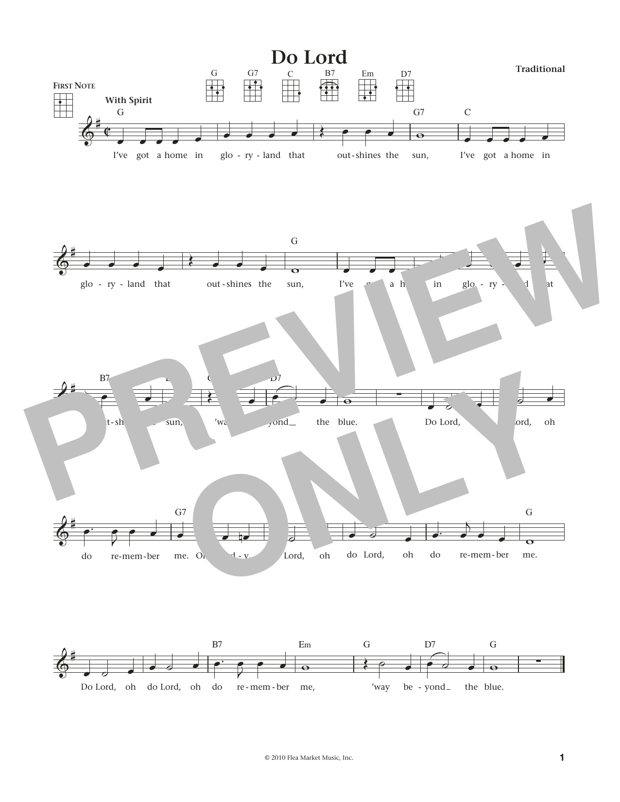 Do Lord (from The Daily Ukulele) (arr. Liz and Jim Beloff) (Ukulele) von Traditional