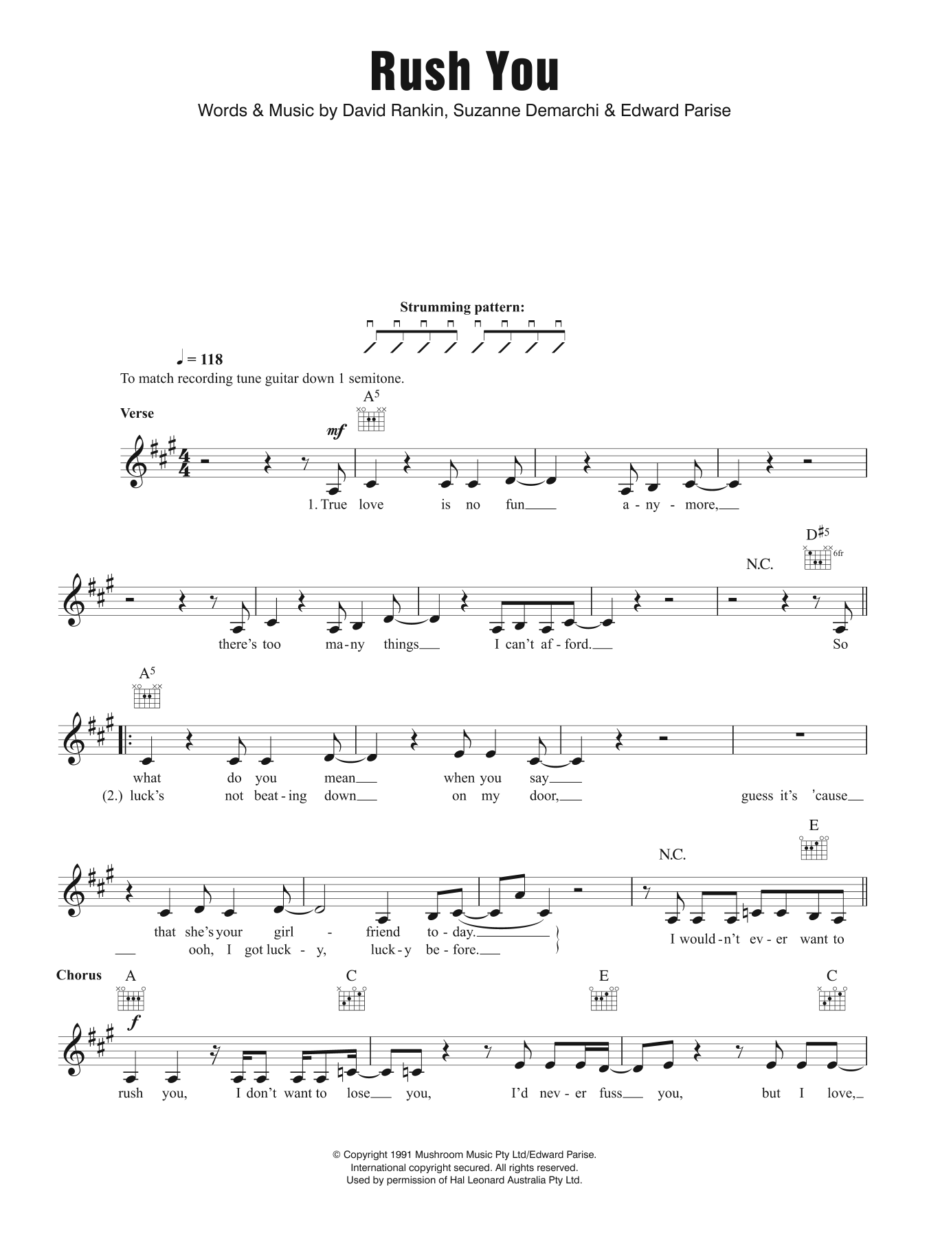 Rush You (Lead Sheet / Fake Book) von Baby Animals