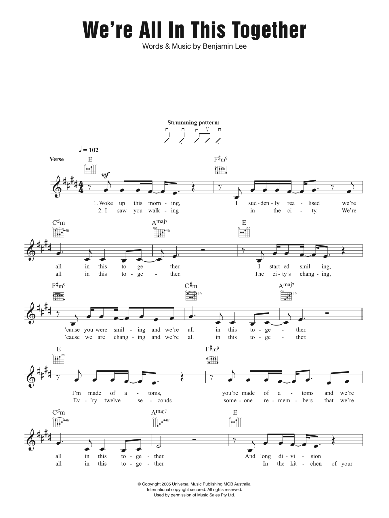 We're All In This Together (Lead Sheet / Fake Book) von Ben Lee