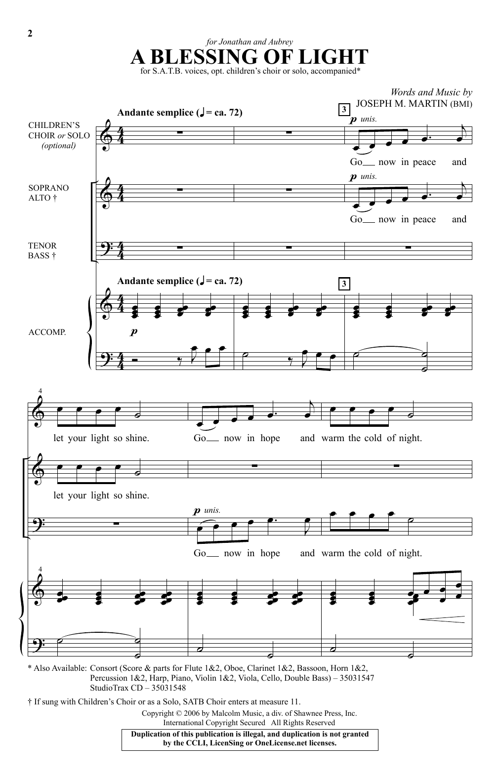 A Blessing Of Light (SATB Choir) von Joseph M. Martin