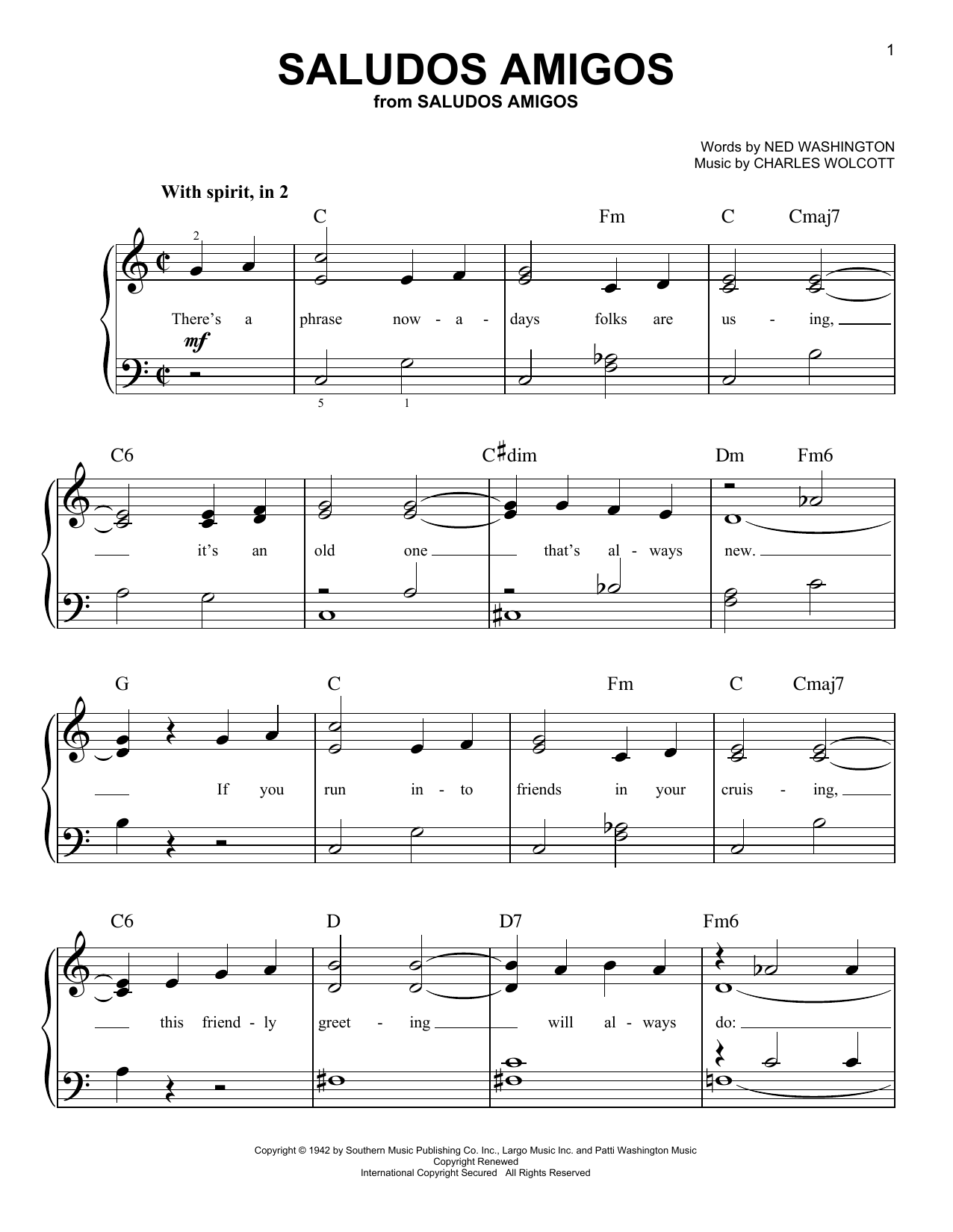 Saludos Amigos (Easy Piano) von Charles Wolcott