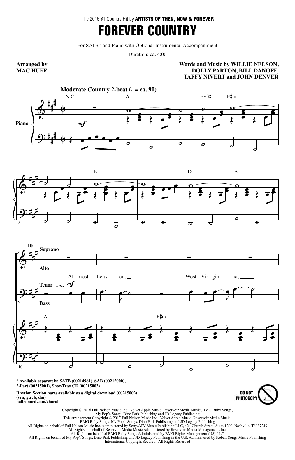 Forever Country (SATB Choir) von Mac Huff