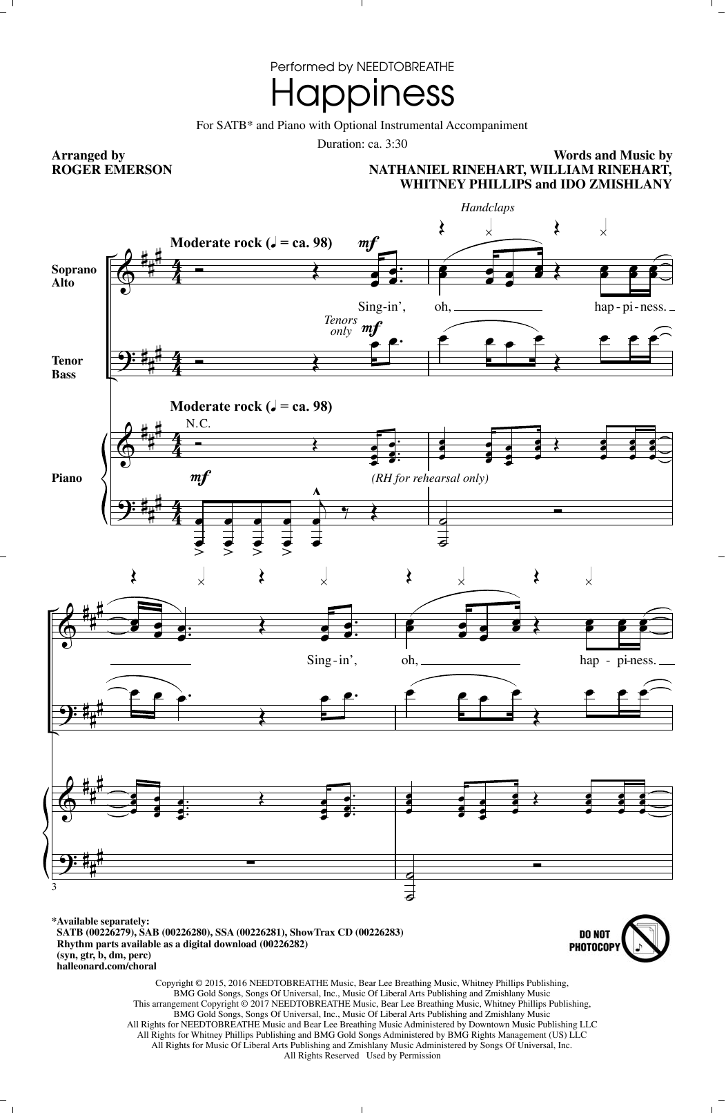 Happiness (SATB Choir) von Roger Emerson