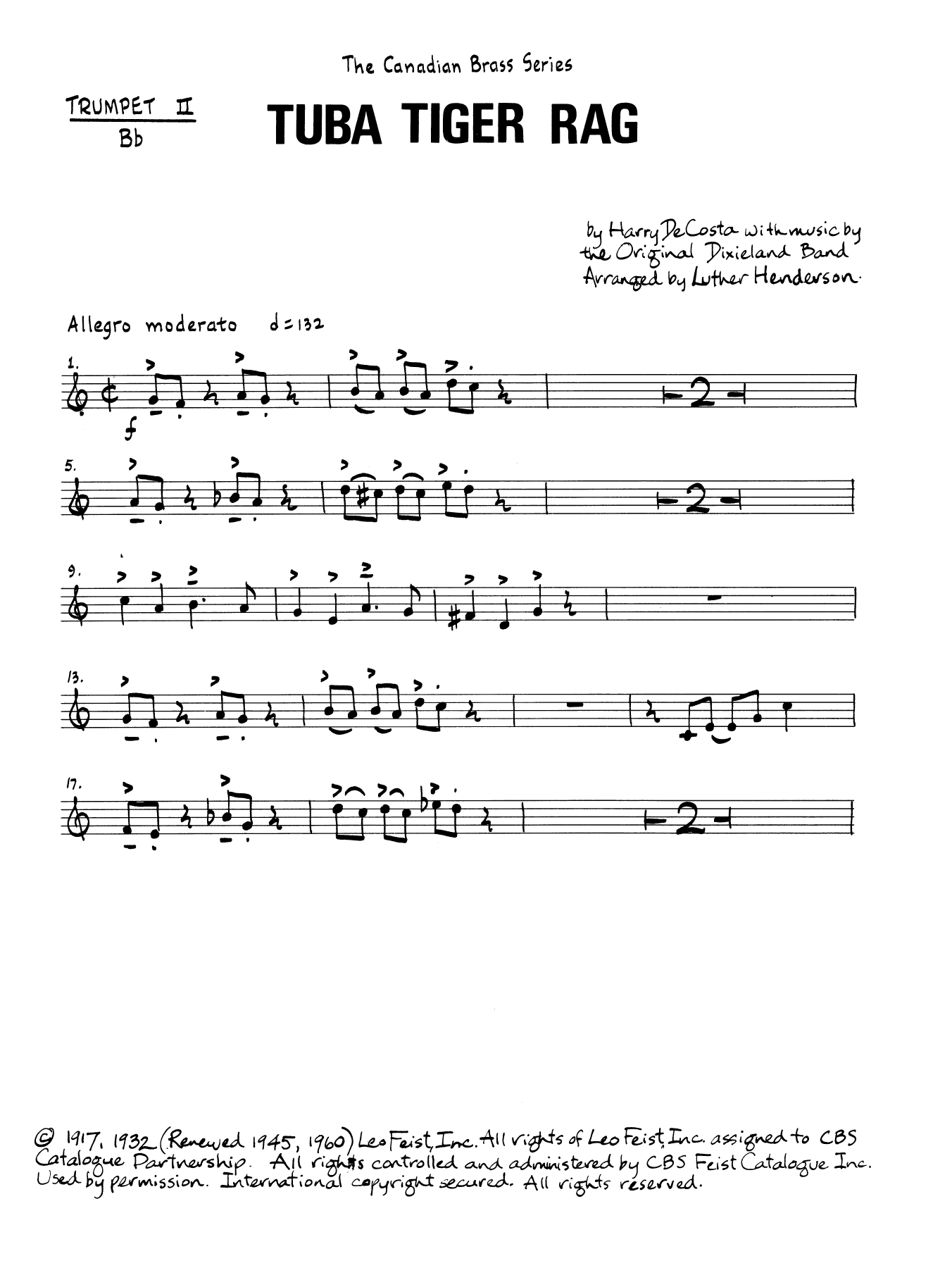 Tuba Tiger Rag - Bb Trumpet 2 (Brass Quintet) (Brass Ensemble) von Luther Henderson