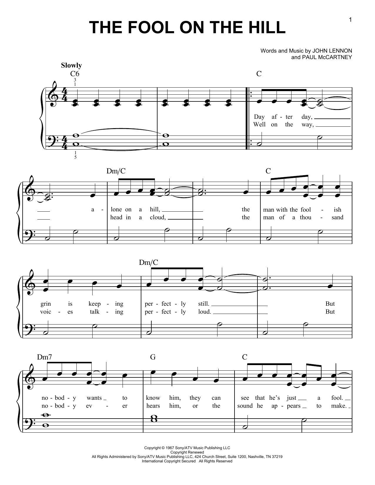 The Fool On The Hill (Easy Piano) von The Beatles