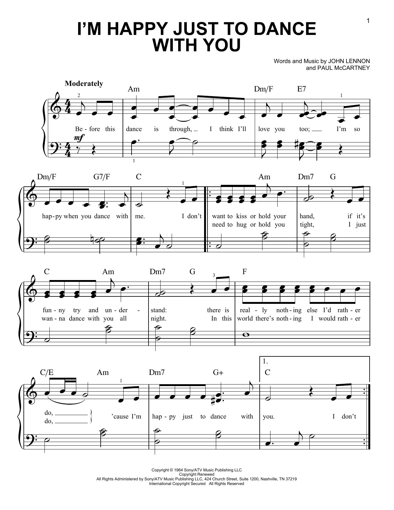 I'm Happy Just To Dance With You (Easy Piano) von The Beatles