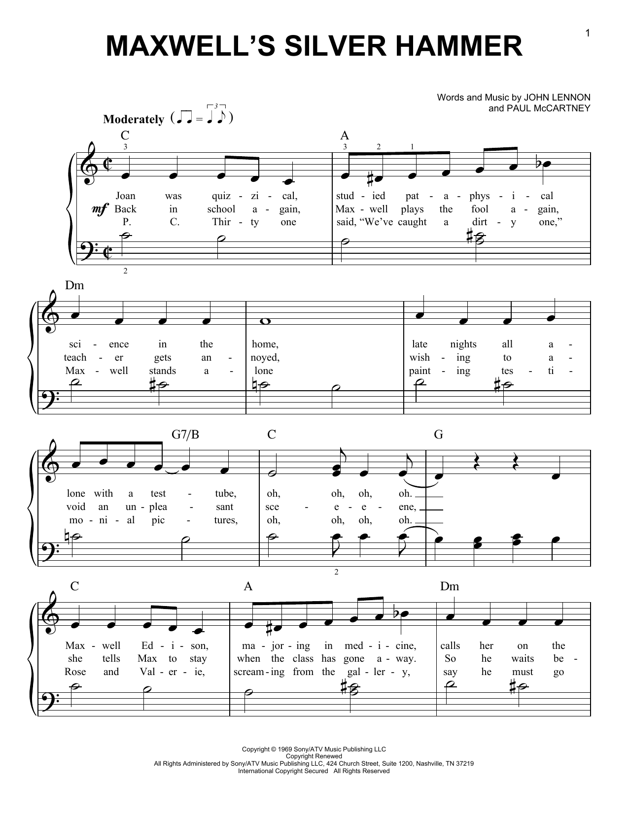 Maxwell's Silver Hammer (Easy Piano) von The Beatles