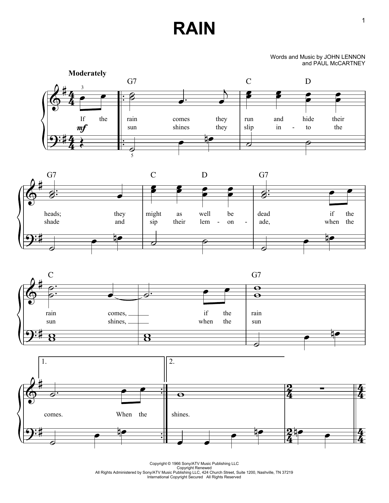 Rain (Easy Piano) von The Beatles