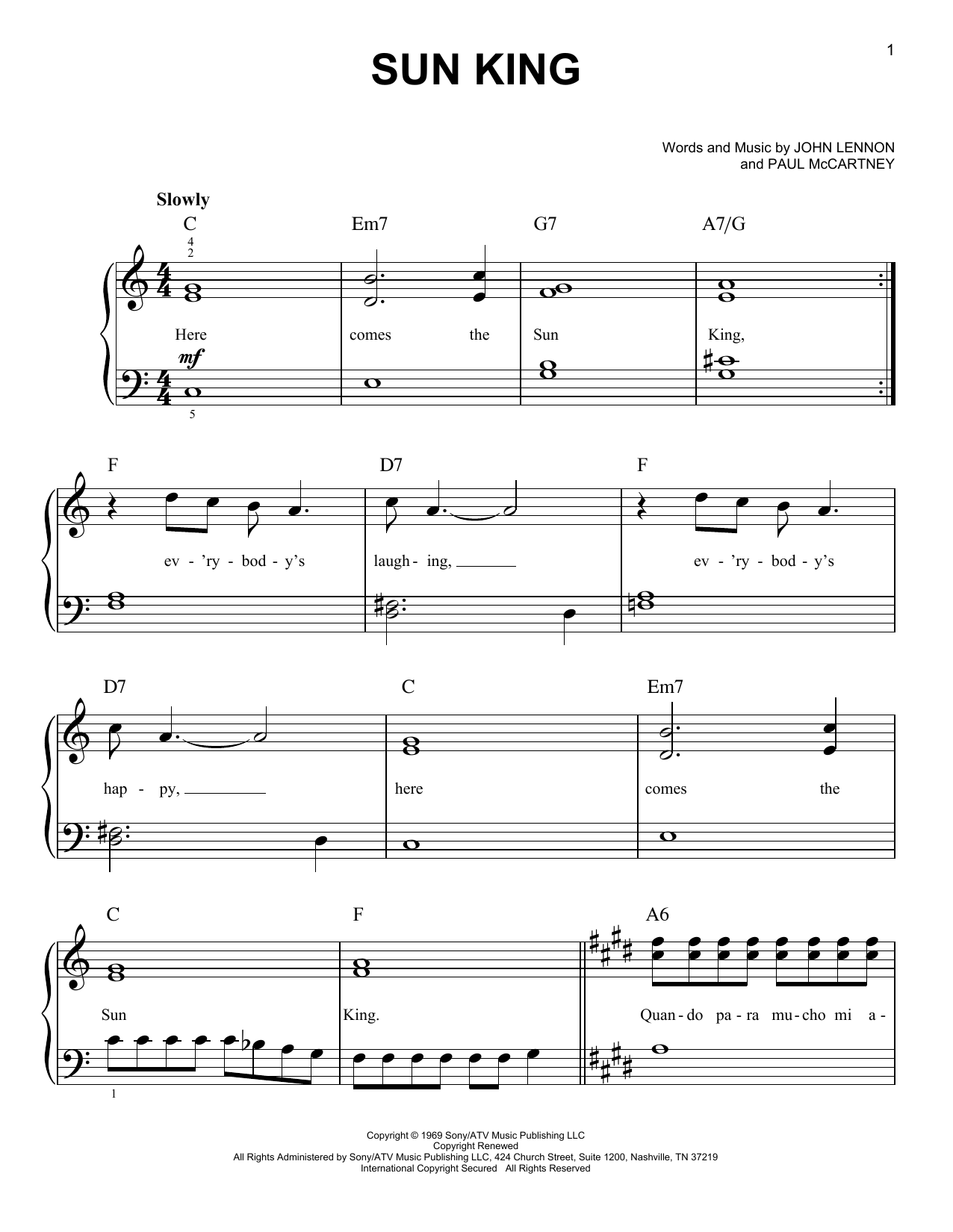 Sun King (Easy Piano) von The Beatles