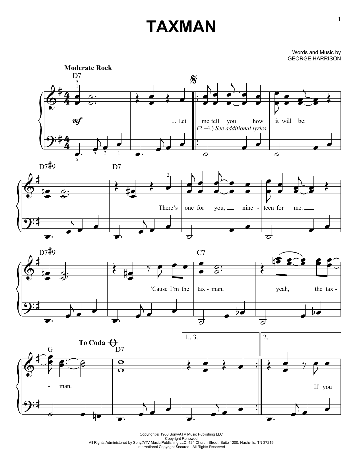 Taxman (Easy Piano) von The Beatles