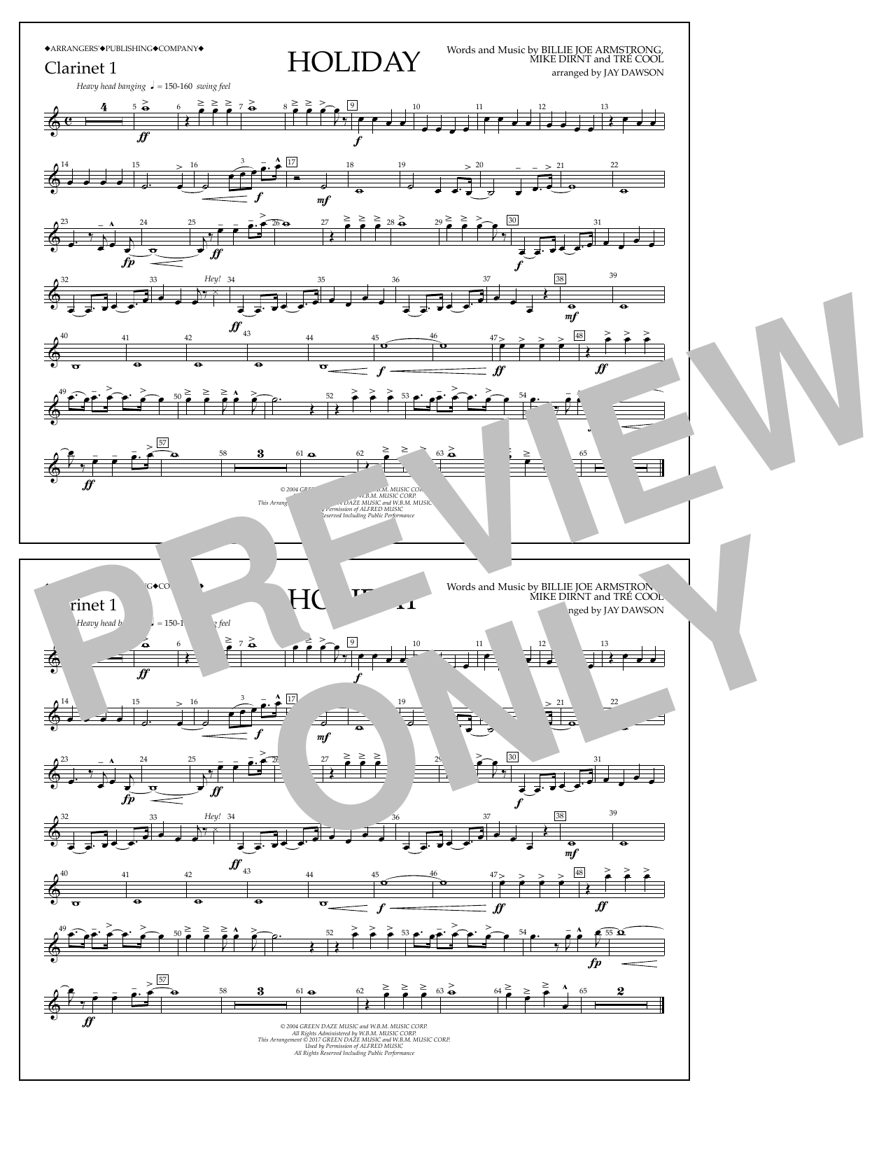 Holiday - Bb Clarinet 1 (Marching Band) von Jay Dawson