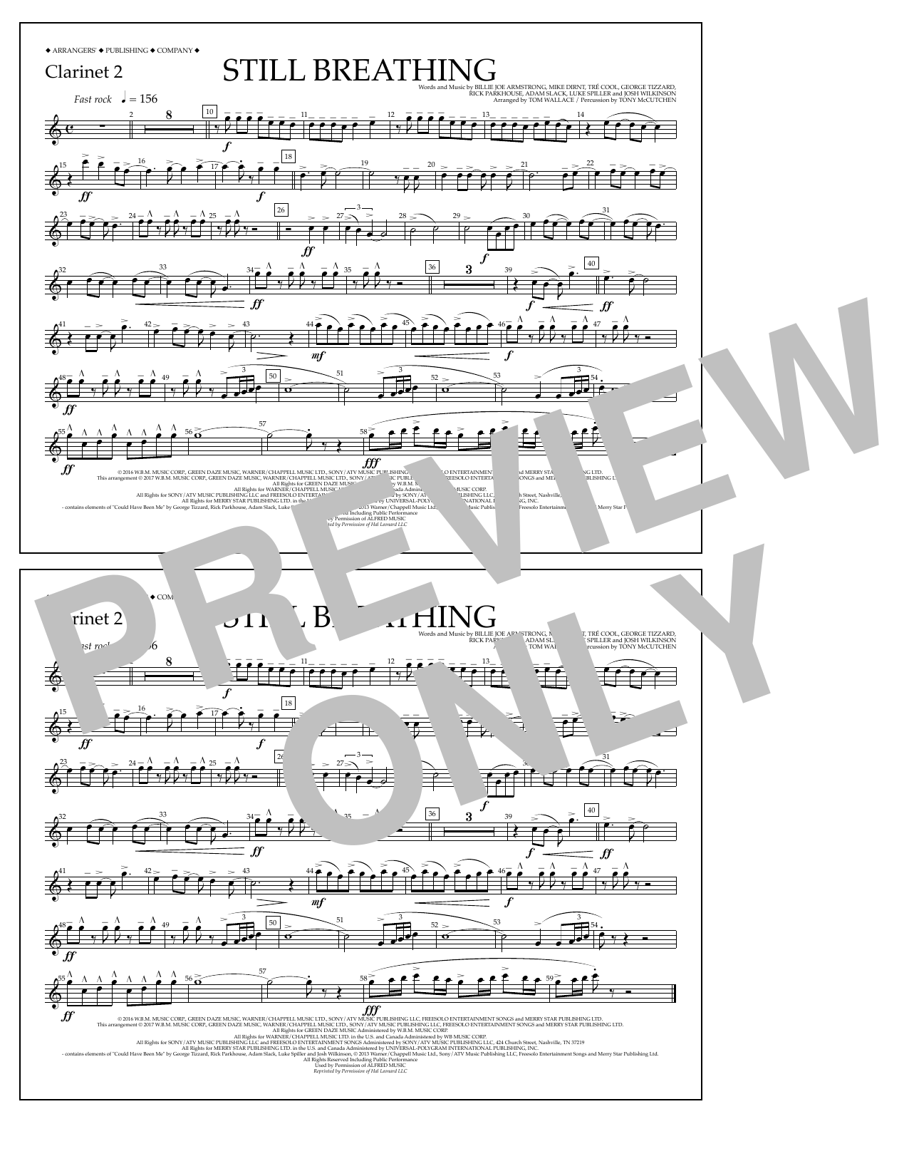 Still Breathing - Clarinet 2 (Marching Band) von Tom Wallace