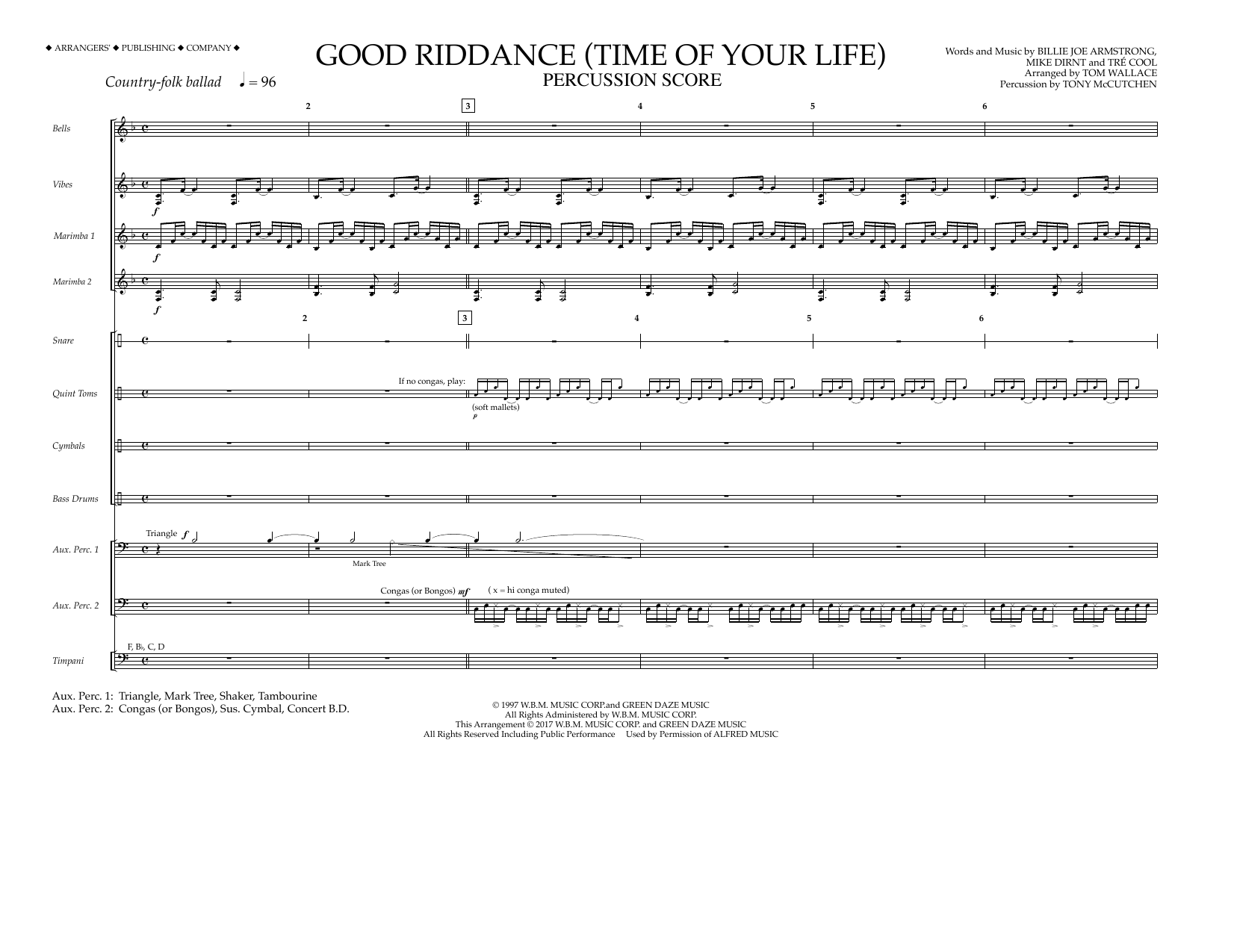 Good Riddance (Time of Your Life) - Percussion Score (Marching Band) von Tom Wallace