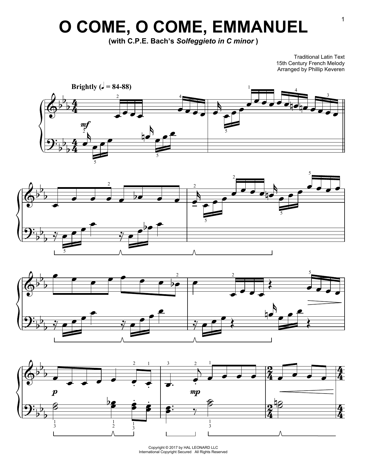 O Come, O Come, Emmanuel [Classical version] (arr. Phillip Keveren) (Easy Piano) von 15th Century French Melody