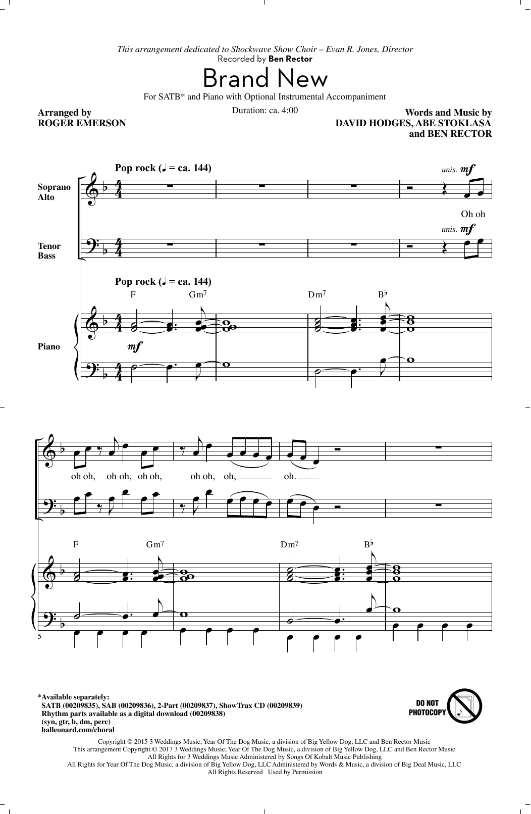 Brand New (SATB Choir) von Roger Emerson