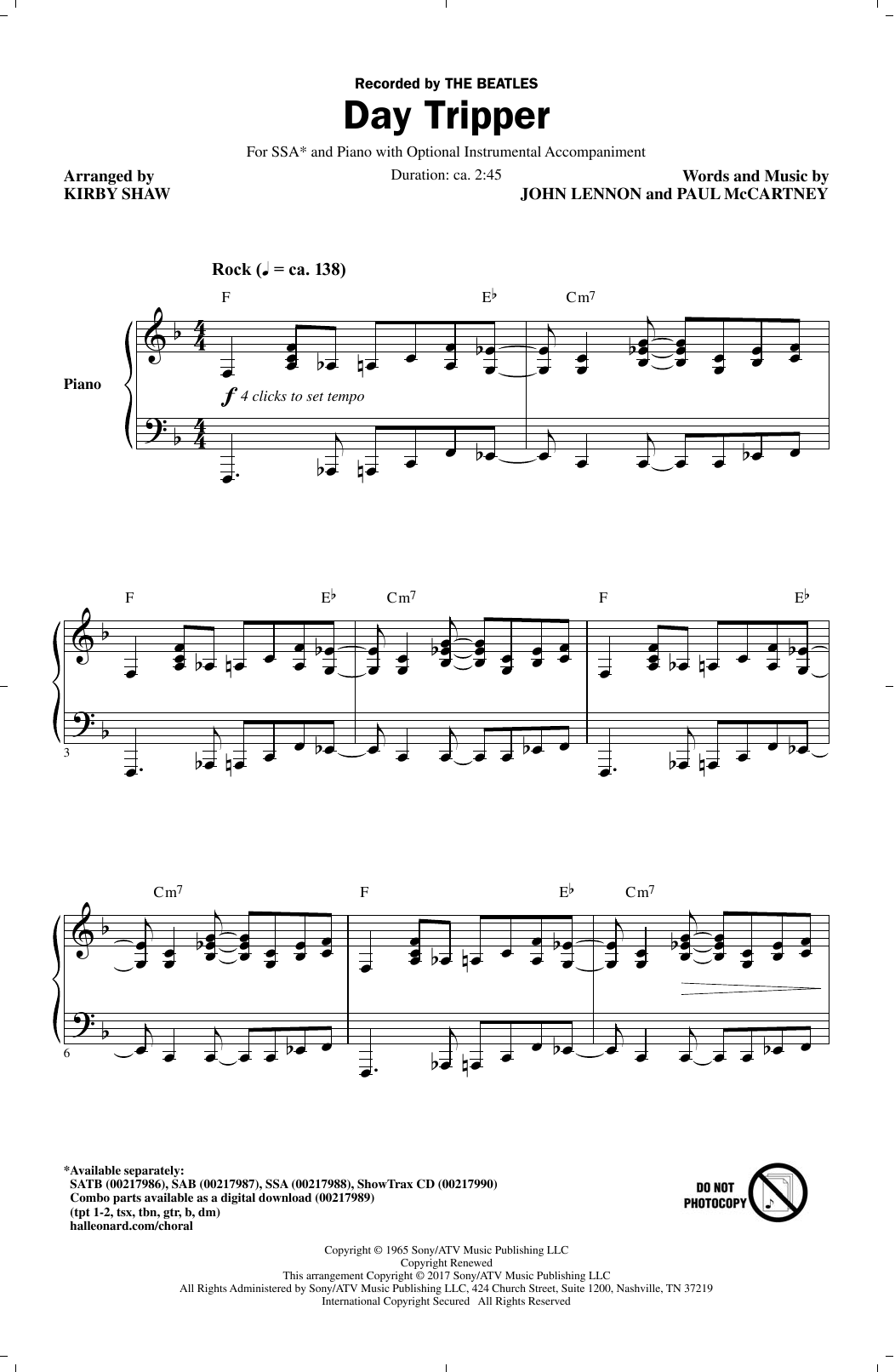 Day Tripper (SSA Choir) von Kirby Shaw