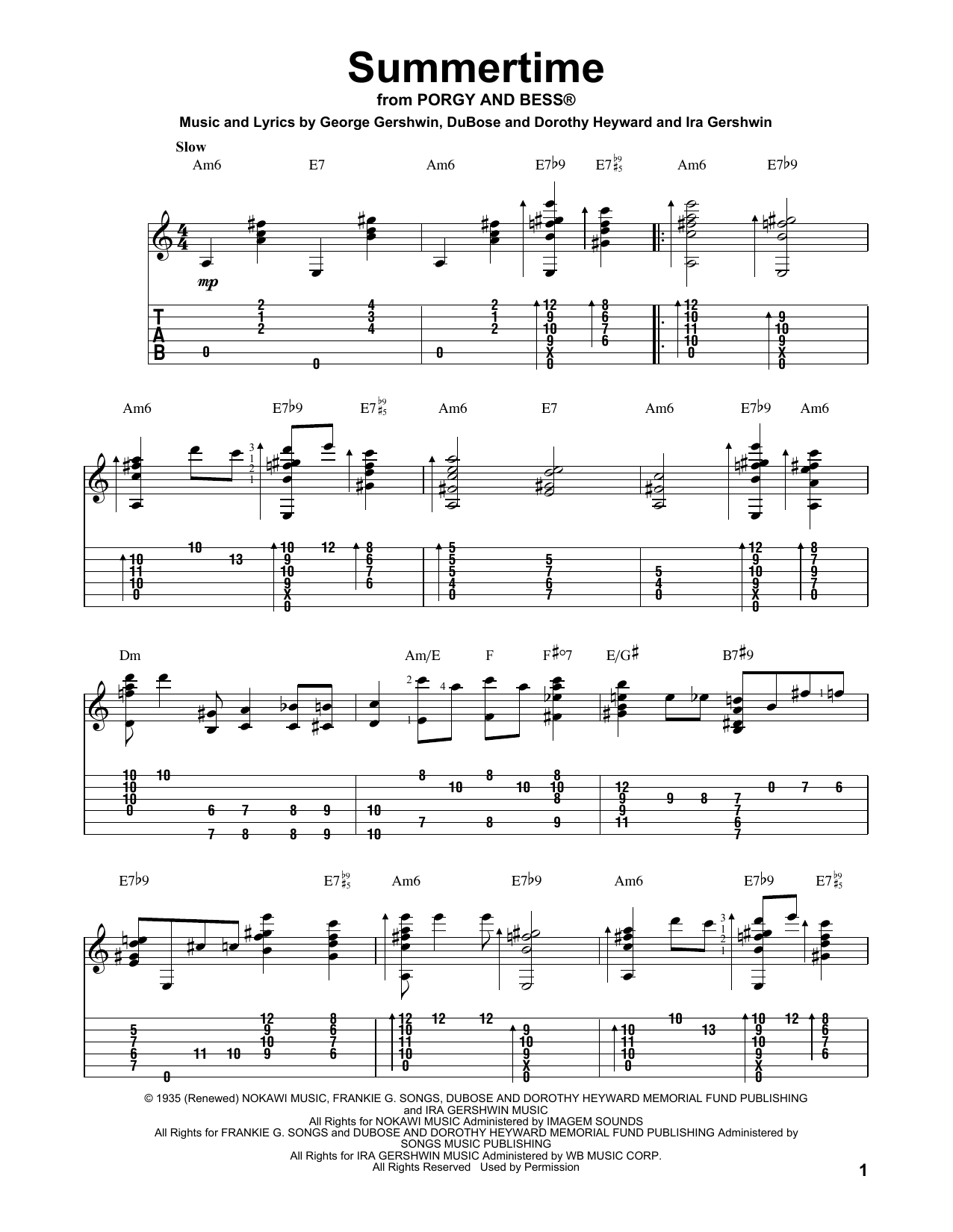 Summertime (Solo Guitar) von Ira Gershwin