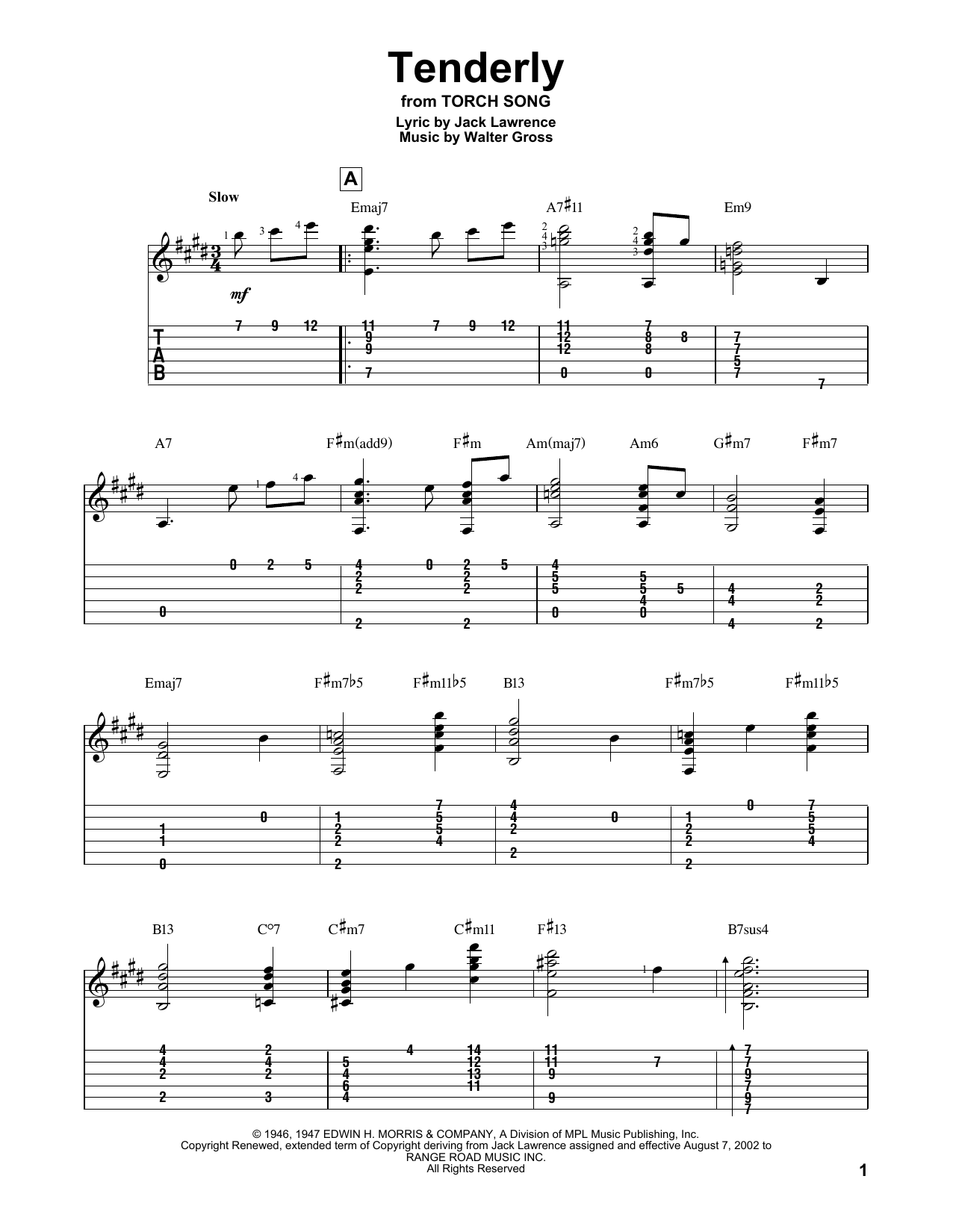 Tenderly (Solo Guitar) von Jack Lawrence