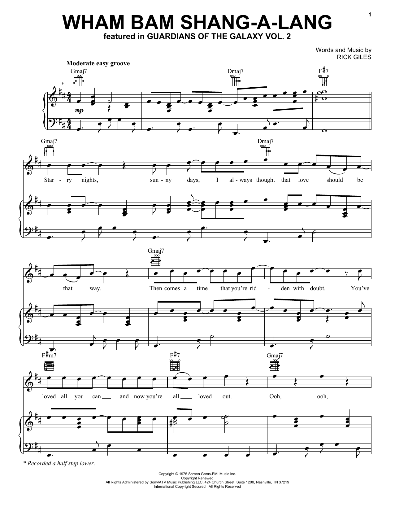 Wham Bam Shang-A-Lang (Piano, Vocal & Guitar Chords (Right-Hand Melody)) von Rick Giles