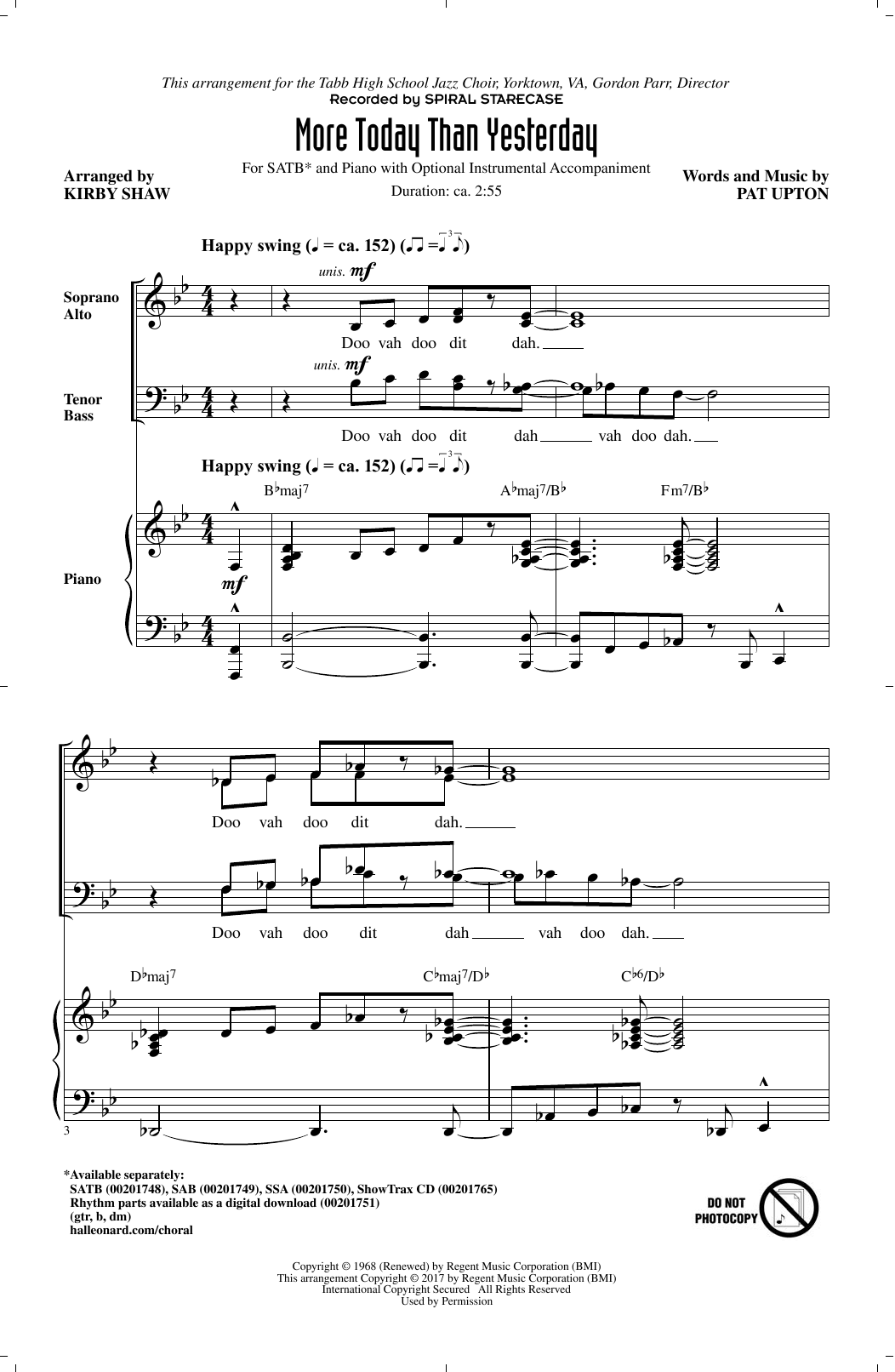 More Today Than Yesterday (SATB Choir) von Kirby Shaw