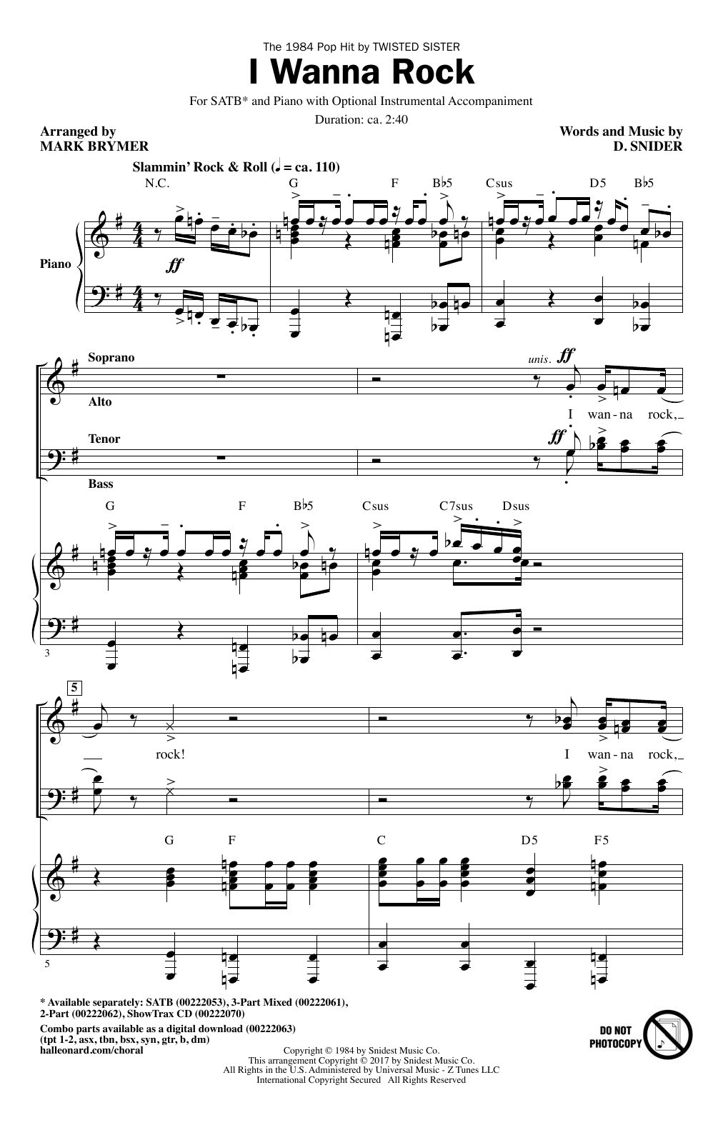 I Wanna Rock (SATB Choir) von Mark Brymer