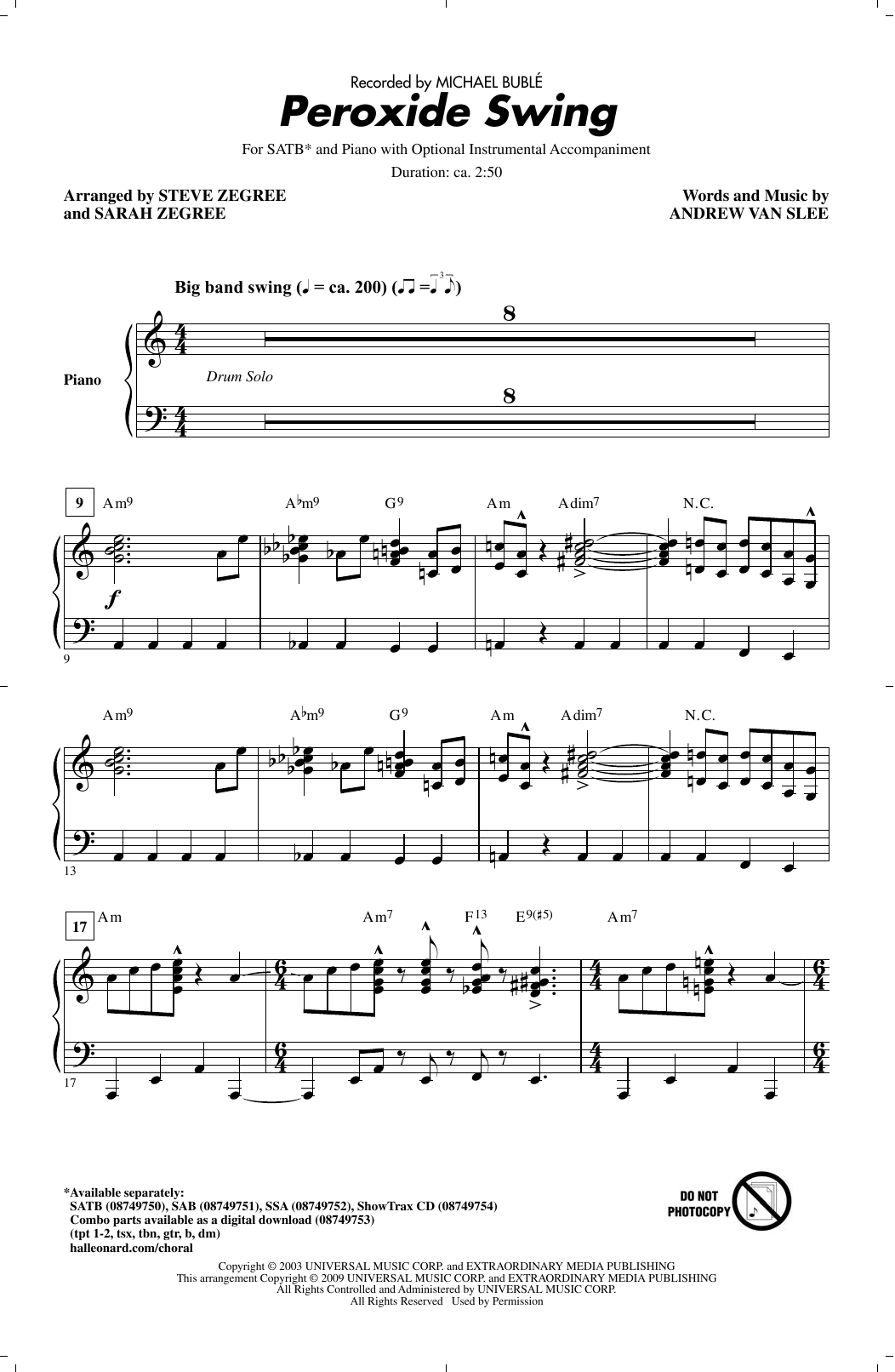 Peroxide Swing (SATB Choir) von Steve Zegree