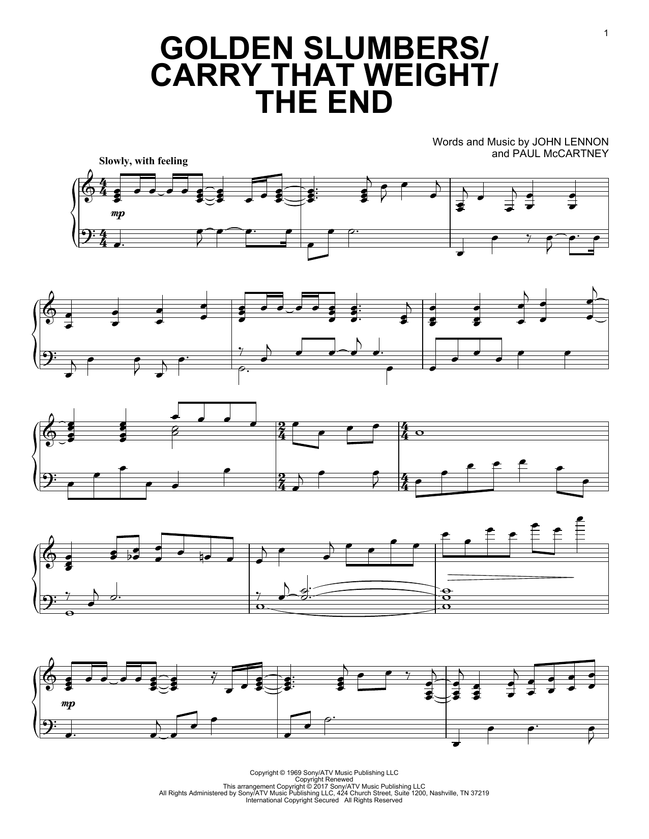 Golden Slumbers/Carry That Weight/The End (Piano Solo) von Paul McCartney
