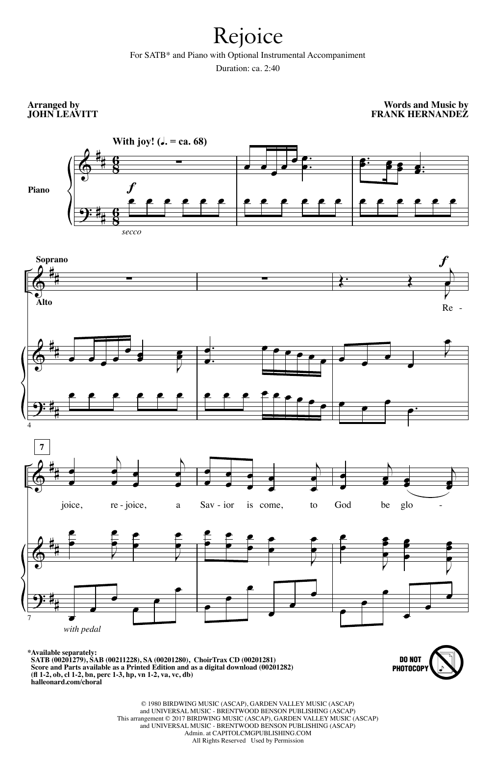Rejoice (SATB Choir) von John Leavitt