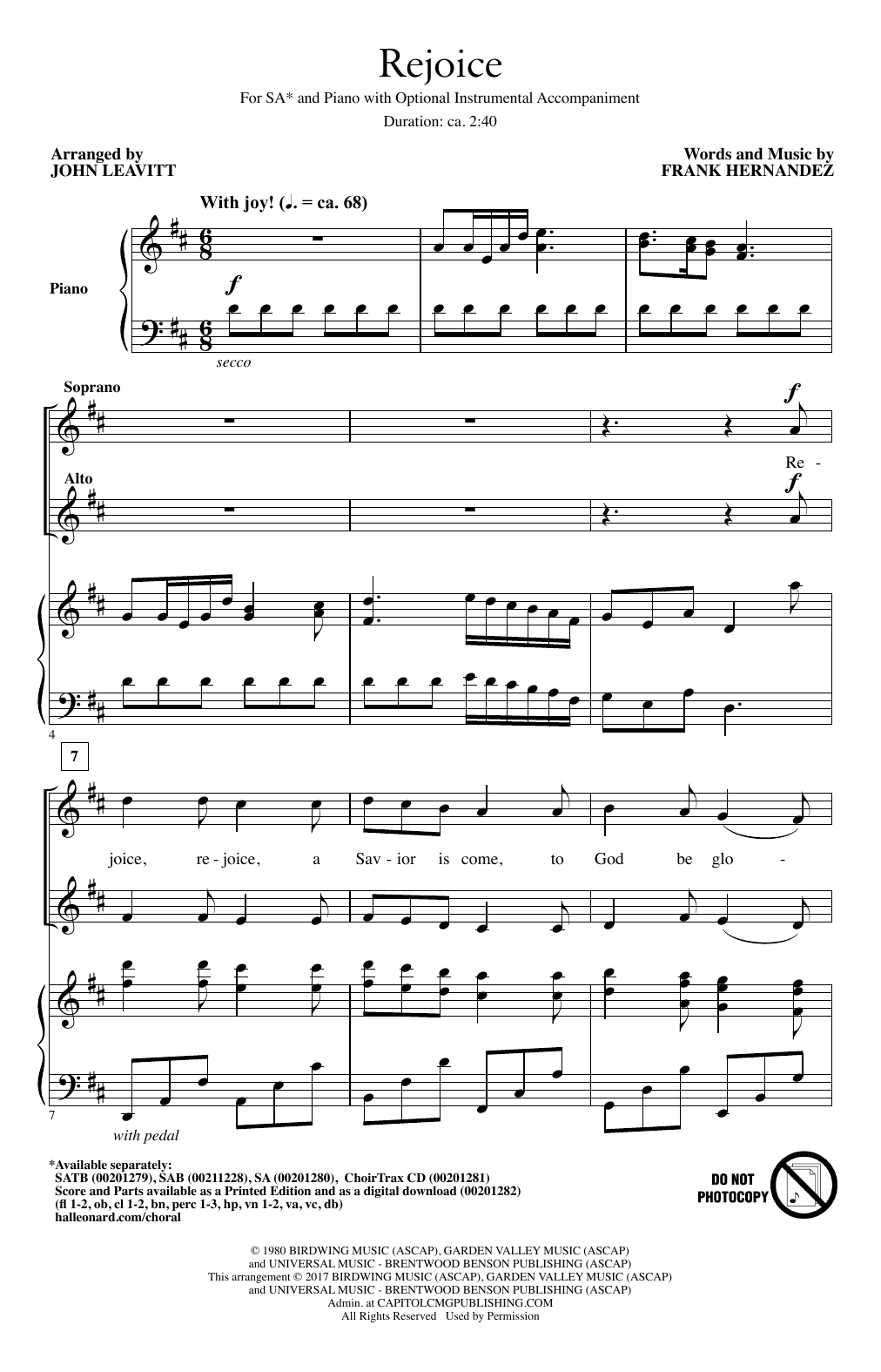 Rejoice (2-Part Choir) von John Leavitt