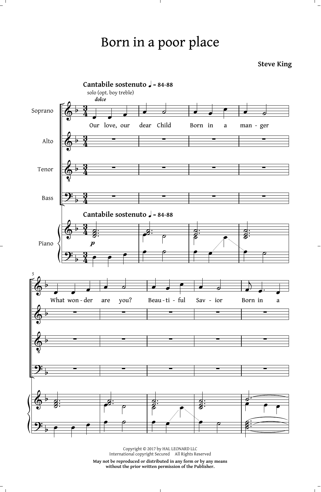 Born In A Poor Place (SATB Choir) von Steve King