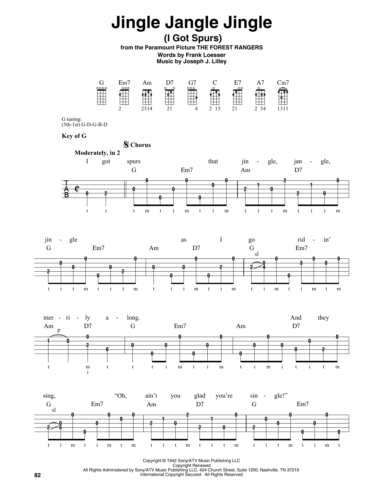 Jingle Jangle Jingle (I Got Spurs) (Banjo Tab) von Frank Loesser