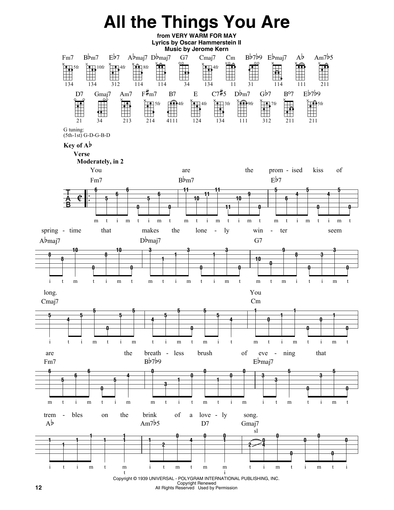 All The Things You Are (Banjo Tab) von Jerome Kern