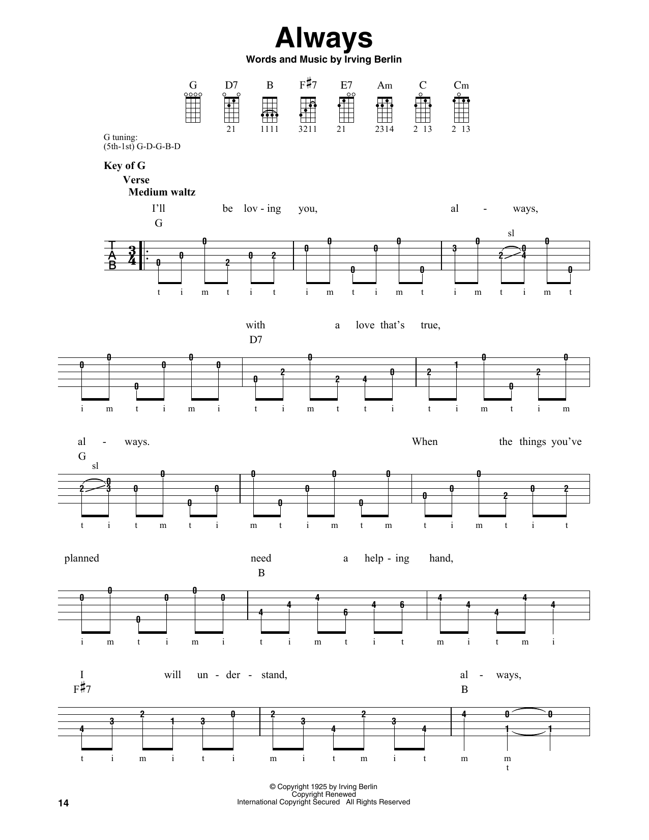Always (Banjo Tab) von Irving Berlin