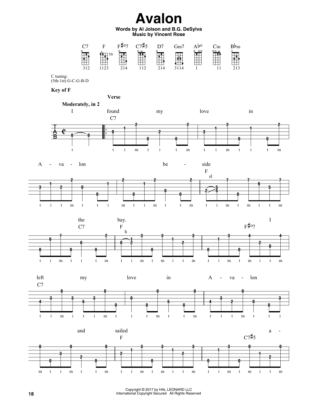 Avalon (Banjo Tab) von Vincent Rose