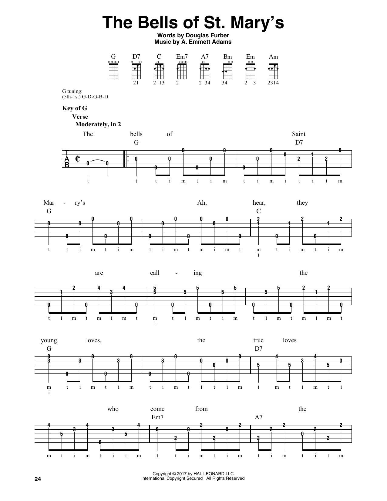 The Bells Of St. Mary's (Banjo Tab) von A. Emmett Adams