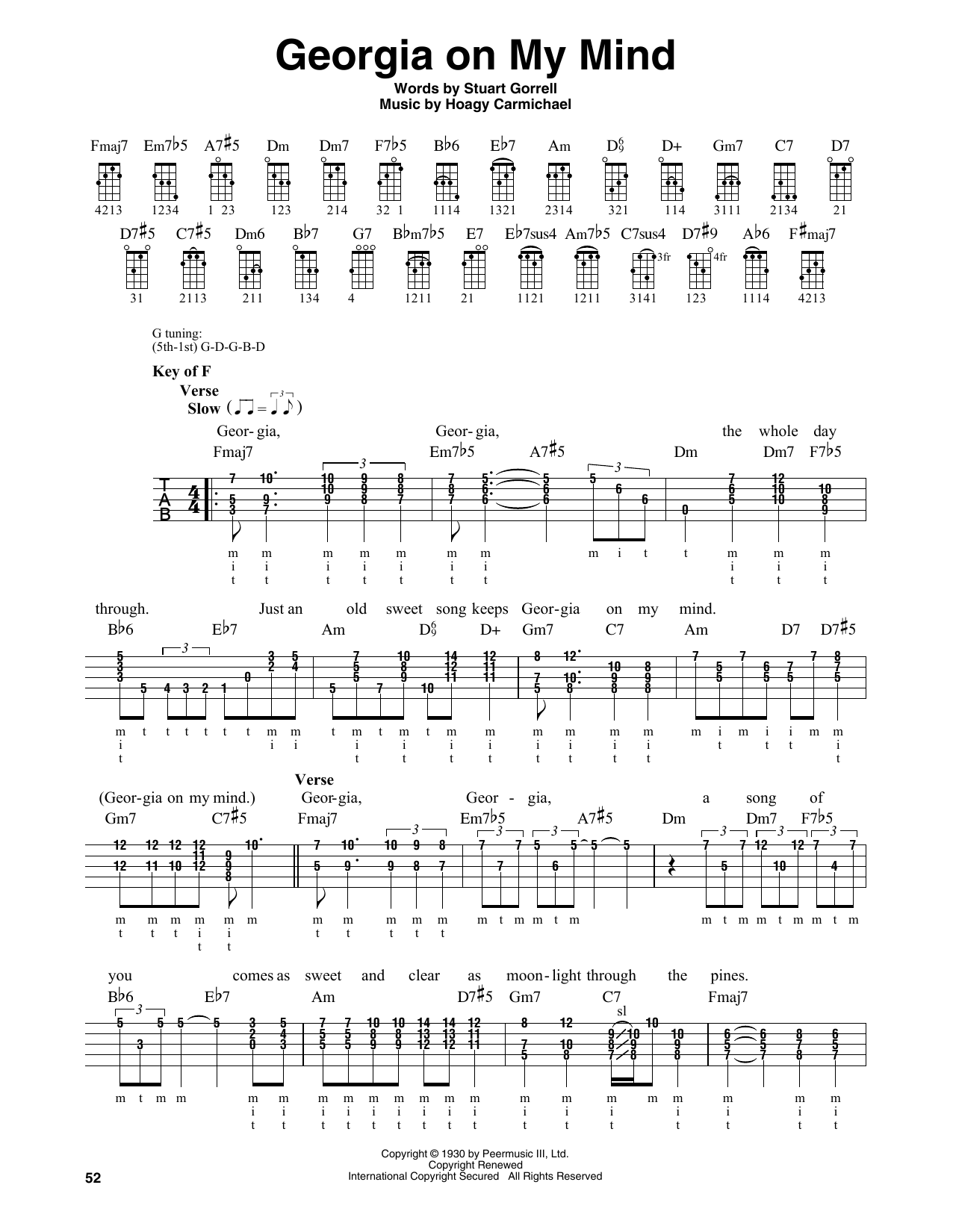 Georgia On My Mind (Banjo Tab) von Hoagy Carmichael