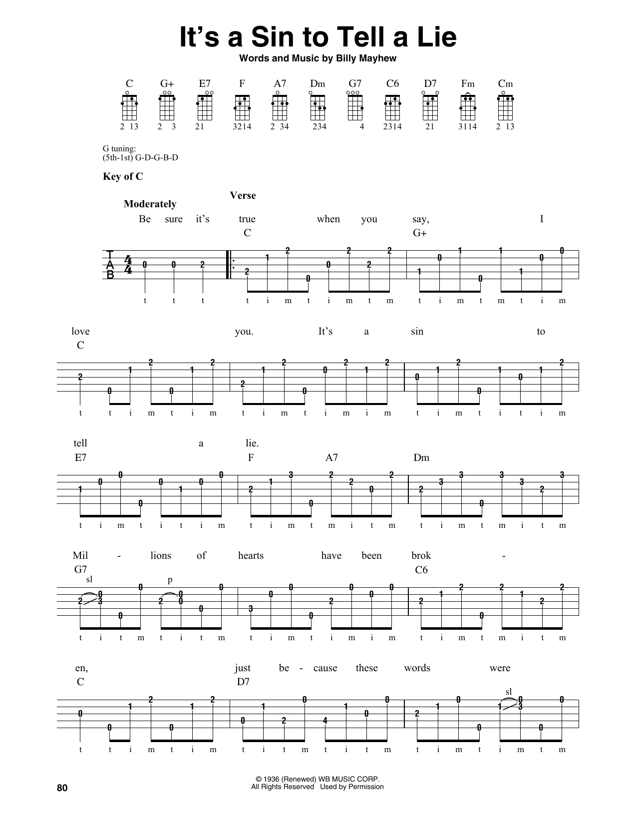 It's A Sin To Tell A Lie (Banjo Tab) von Billy Mayhew