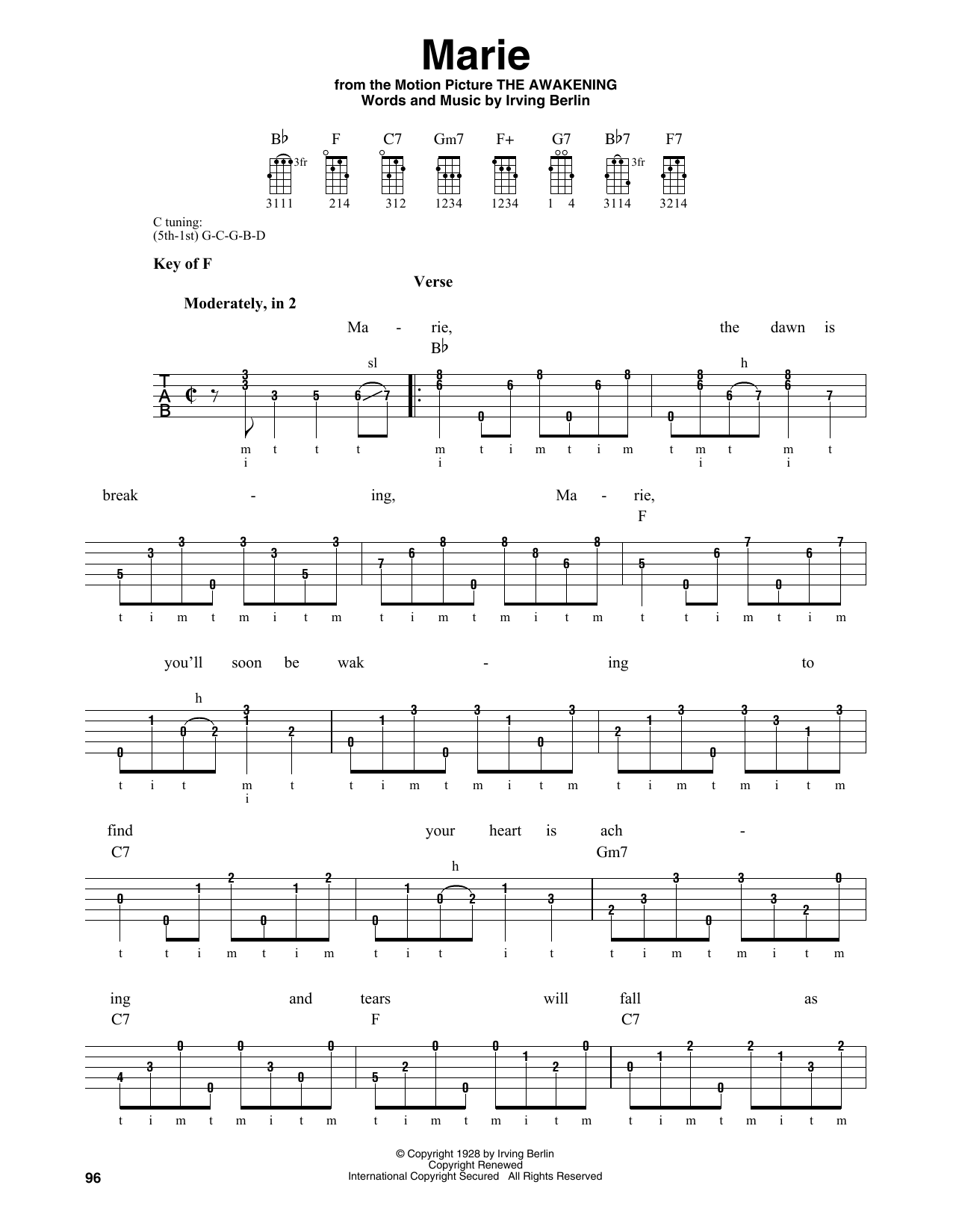 Marie (Banjo Tab) von Irving Berlin