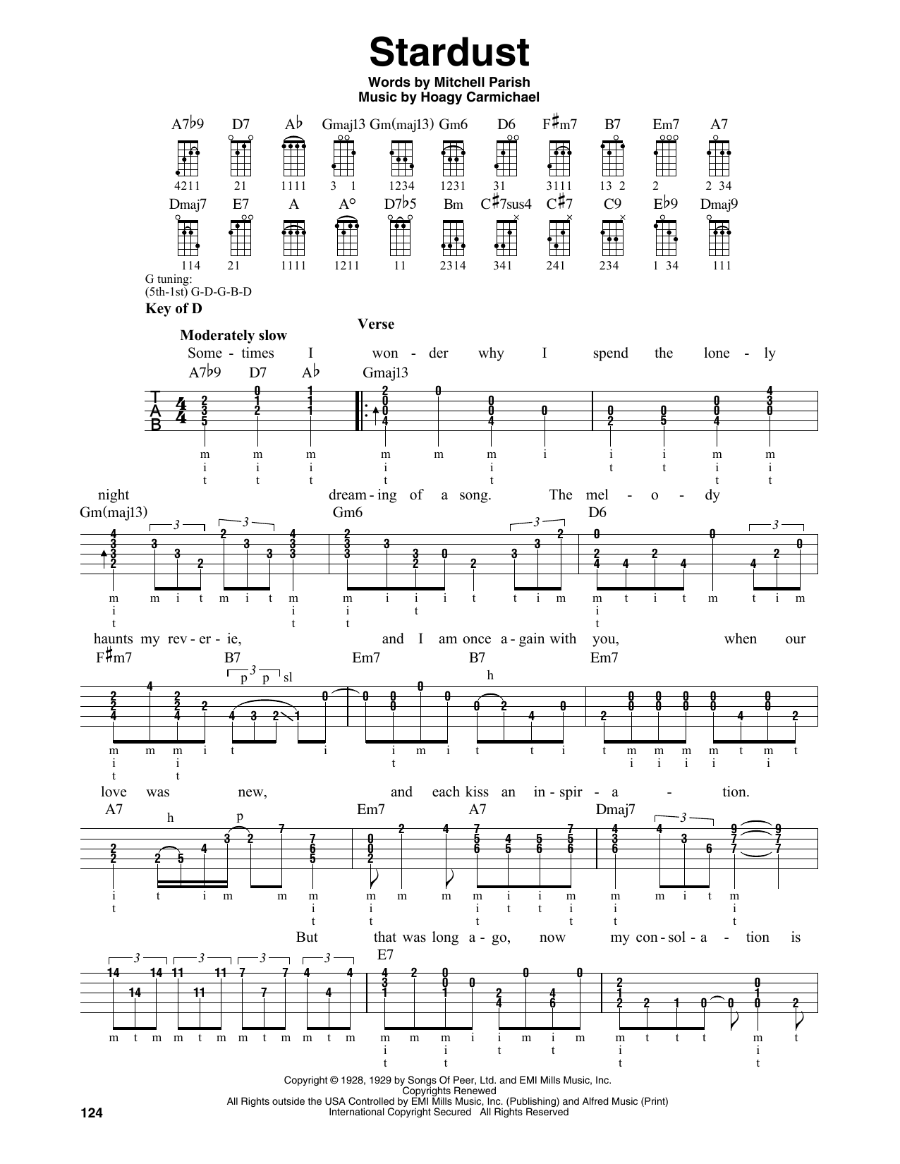 Stardust (Banjo Tab) von Hoagy Carmichael