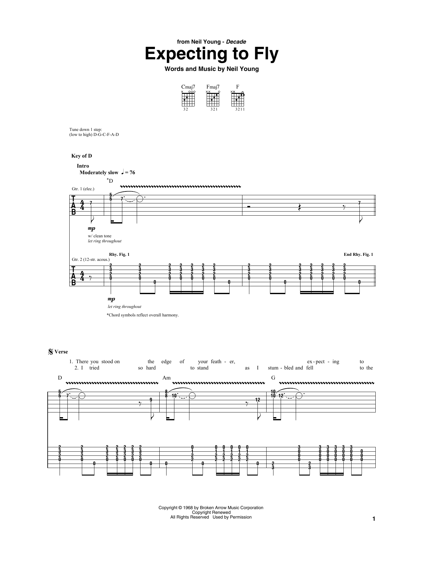 Expecting To Fly (Guitar Rhythm Tab) von Neil Young