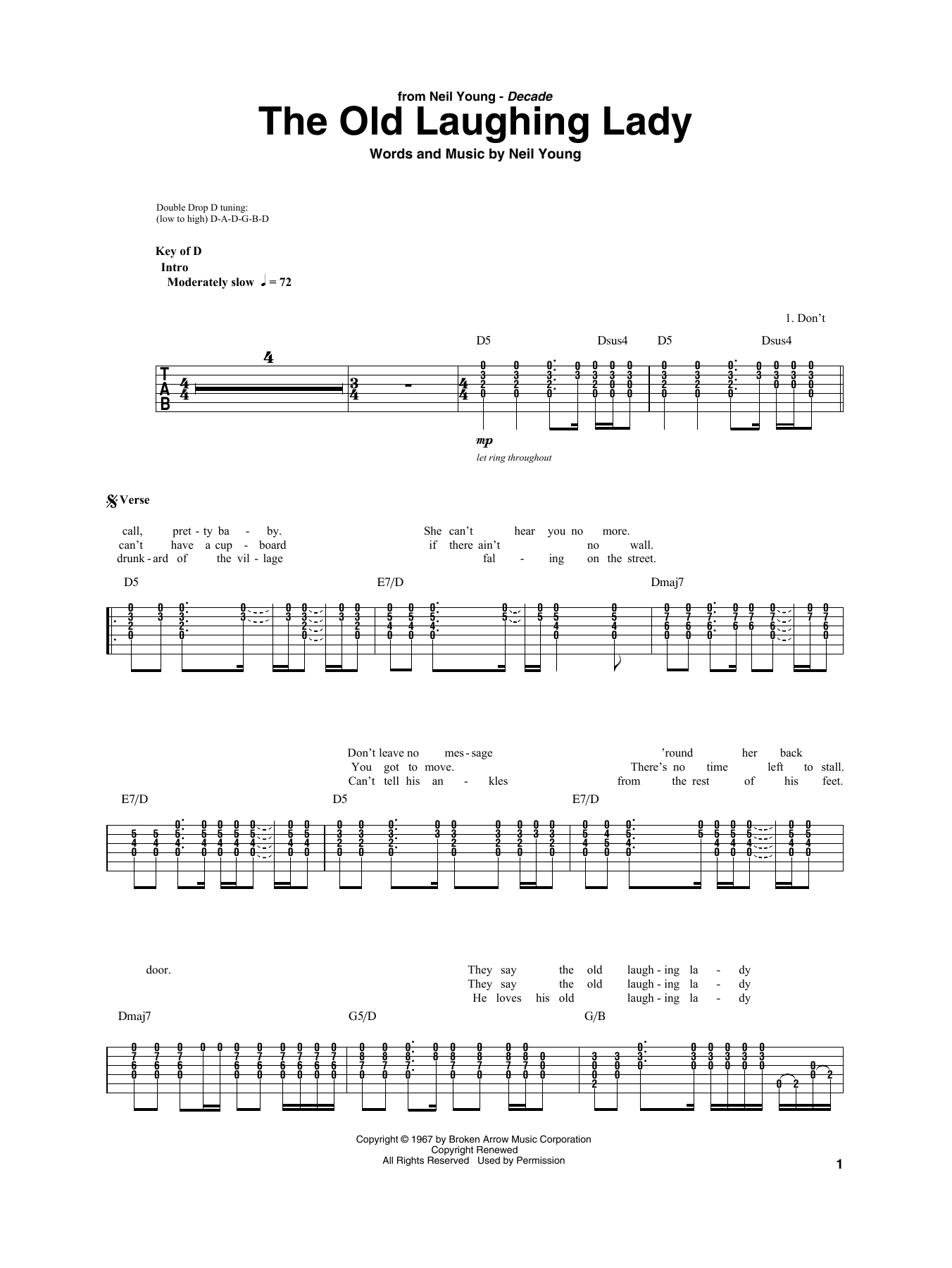 The Old Laughing Lady (Guitar Rhythm Tab) von Neil Young