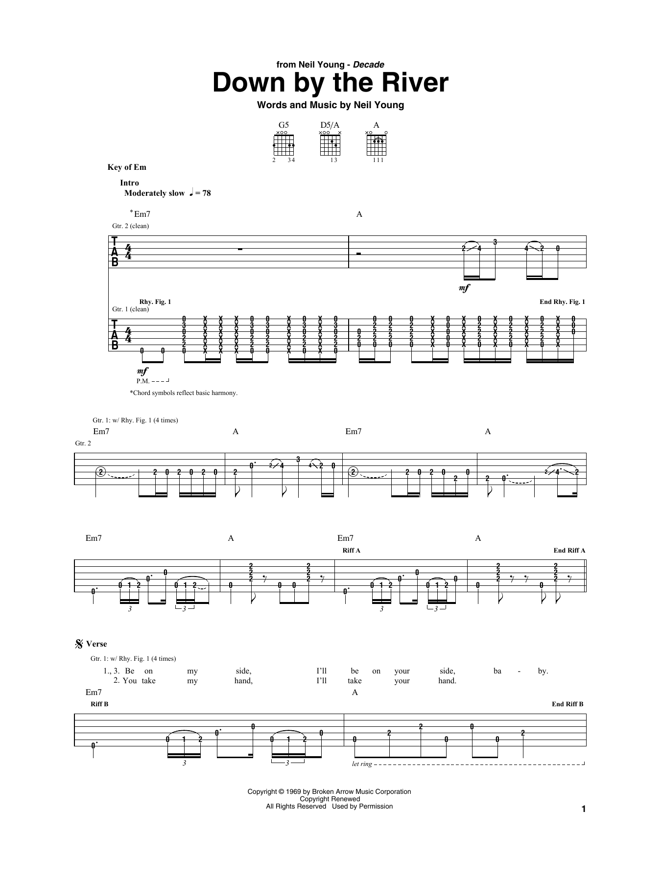 Down By The River (Guitar Rhythm Tab) von Neil Young