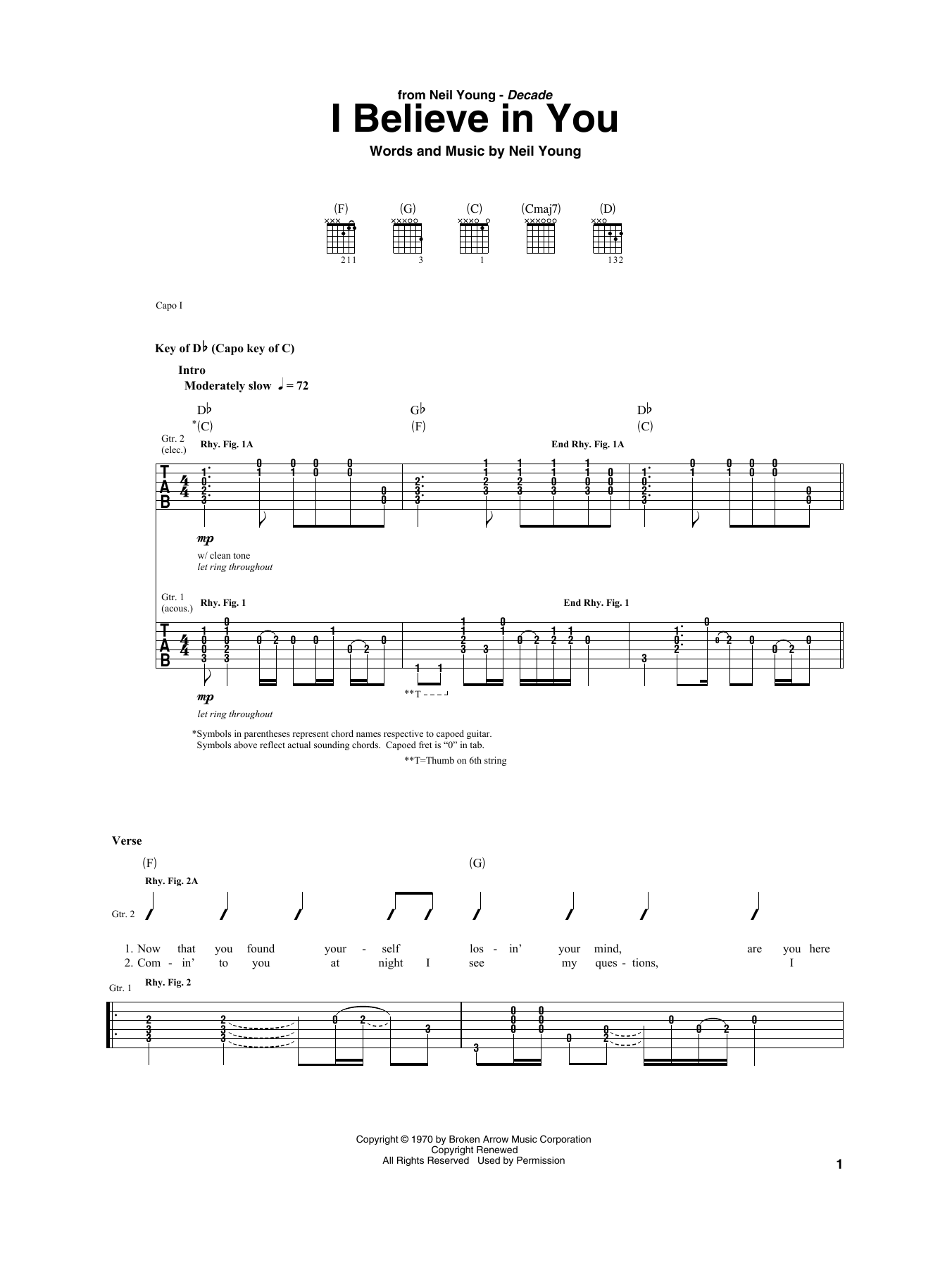 I Believe In You (Guitar Rhythm Tab) von Neil Young