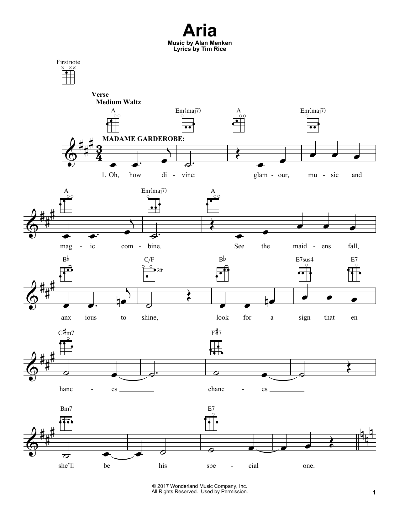 Aria (from Beauty And The Beast) (Ukulele) von Audra McDonald