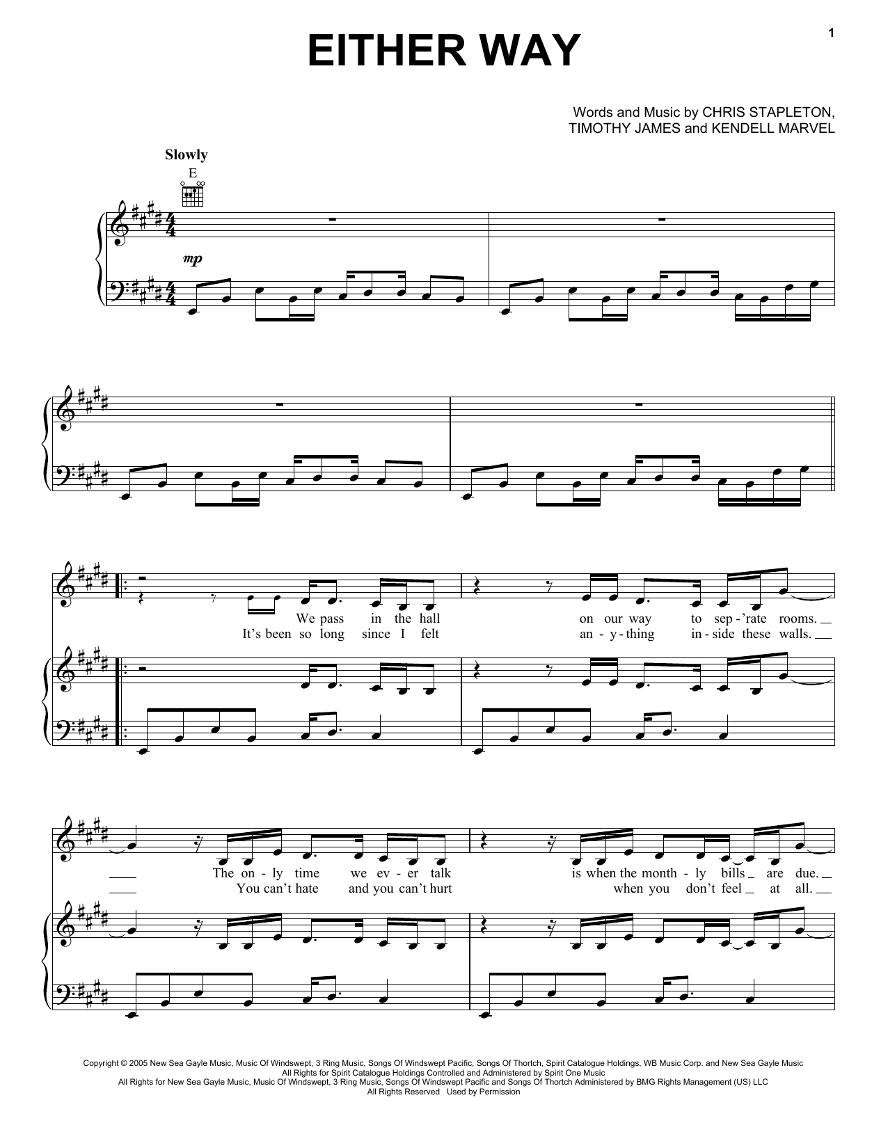 Either Way (Piano, Vocal & Guitar Chords (Right-Hand Melody)) von Chris Stapleton