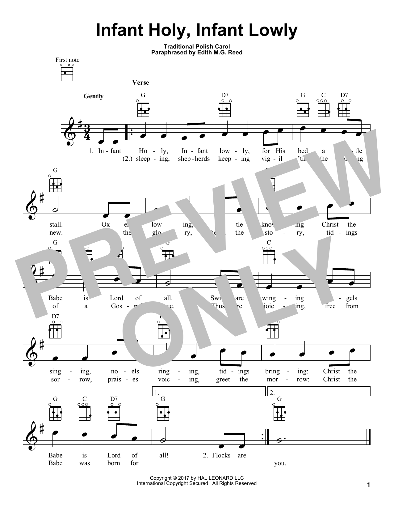 Infant Holy, Infant Lowly (Ukulele) von Traditional Polish Carol